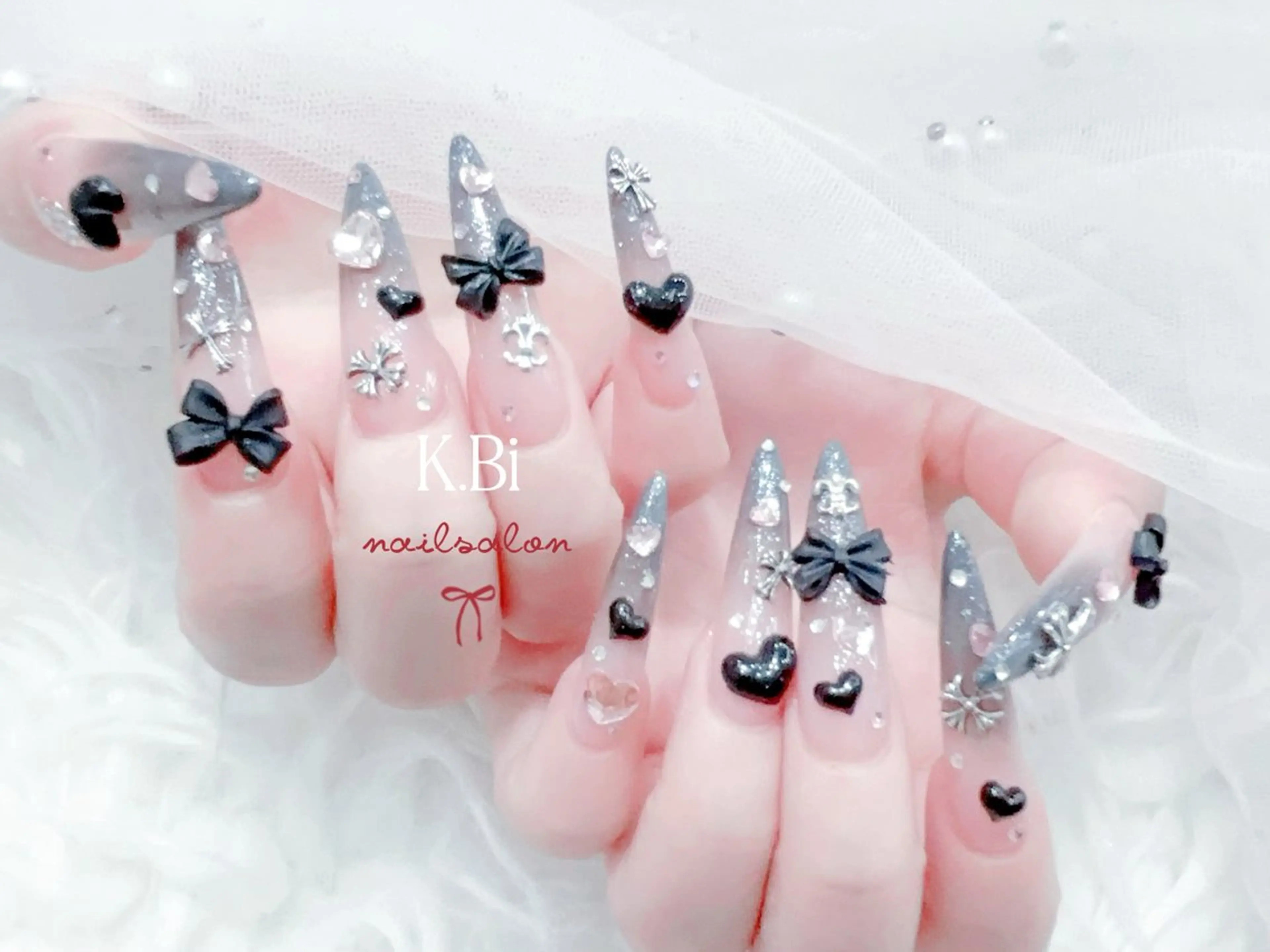 ネイル ハート マグネットネイル スカルプネイル K.bi_nailsalon所属・K.bi_nail ネイル長さ出し専門店のネイルデザイン