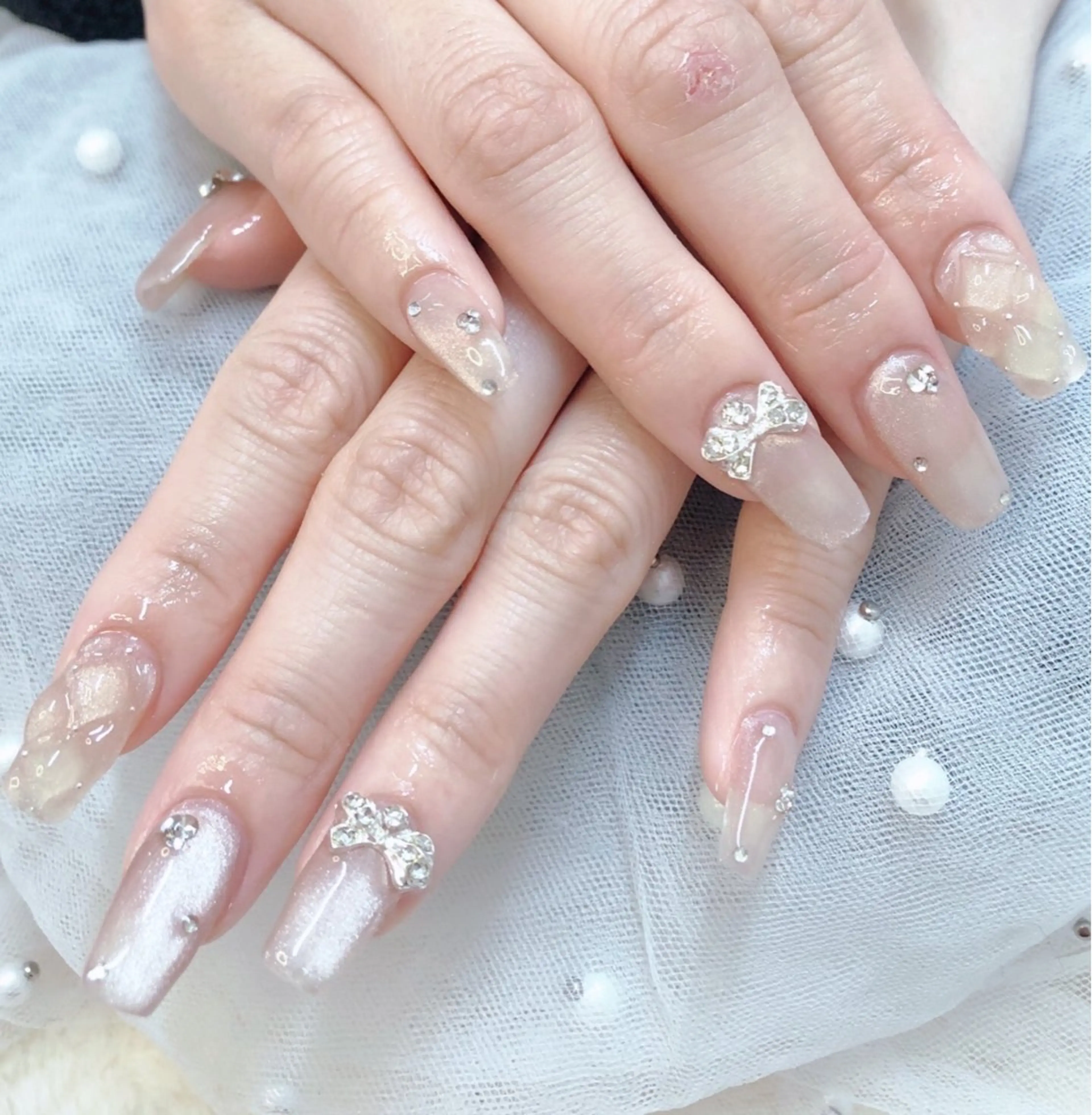 ネイル フレンチネイル ジェルネイル ガラスフレンチ 韓国ネイル マグネットネイル ハンドネイル ハンドケア 大門浜松町 ネイルのネイルデザイン