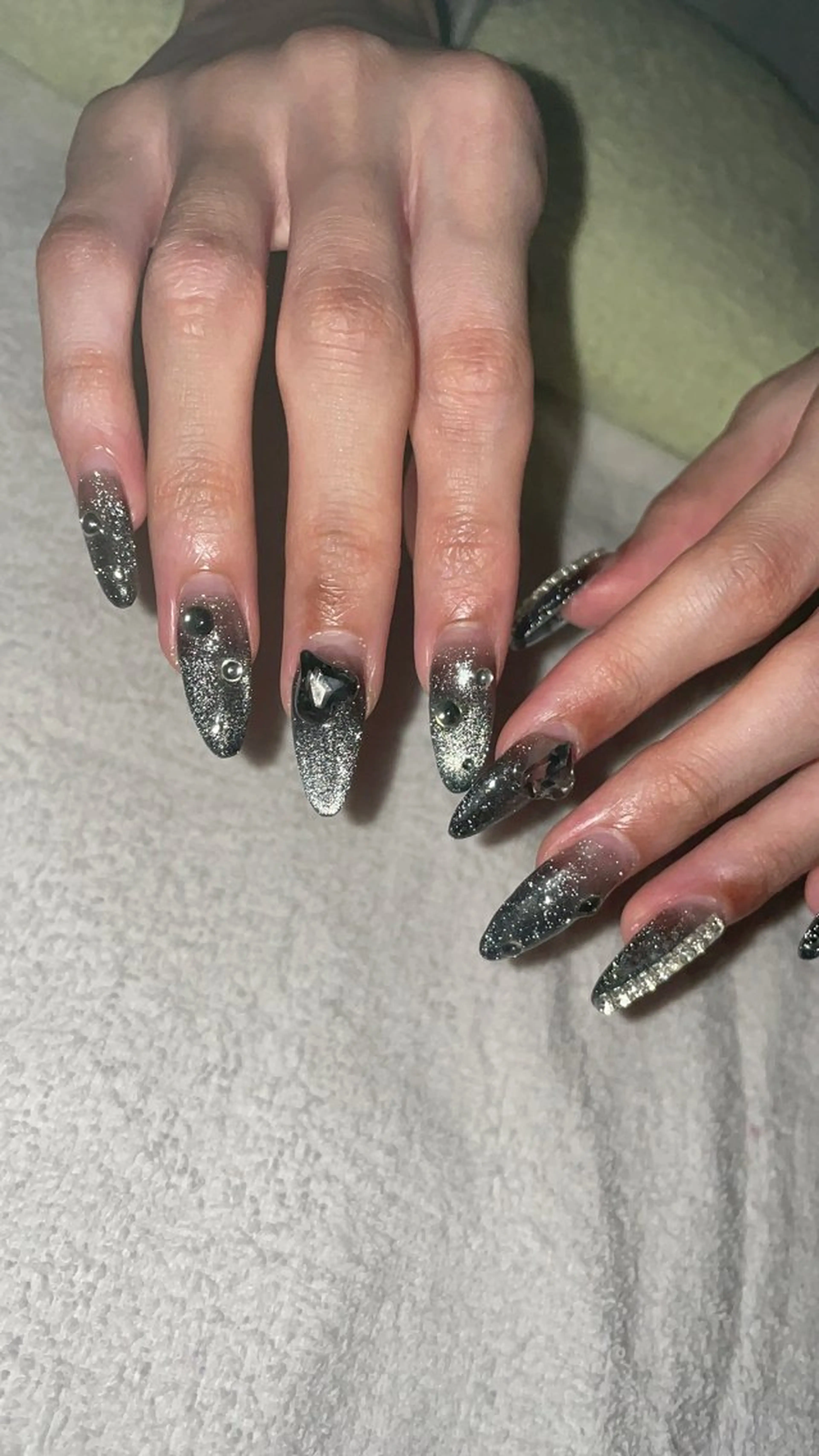 ネイル フレンチネイル グラデーション ハート 氷ネイル・うるうるネイル 韓国ネイル Ri-e's nailのネイルデザイン