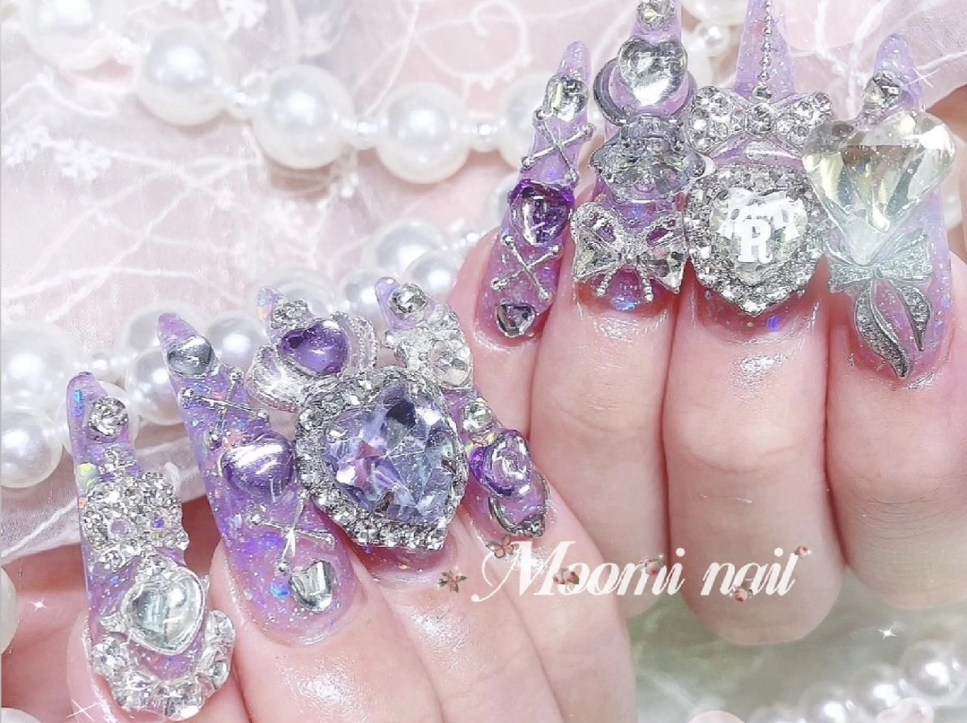 ネイル アートネイル 成人式 長さ出し フットネイル フレンチネイル moomi nail スカルプ専門のネイルデザイン