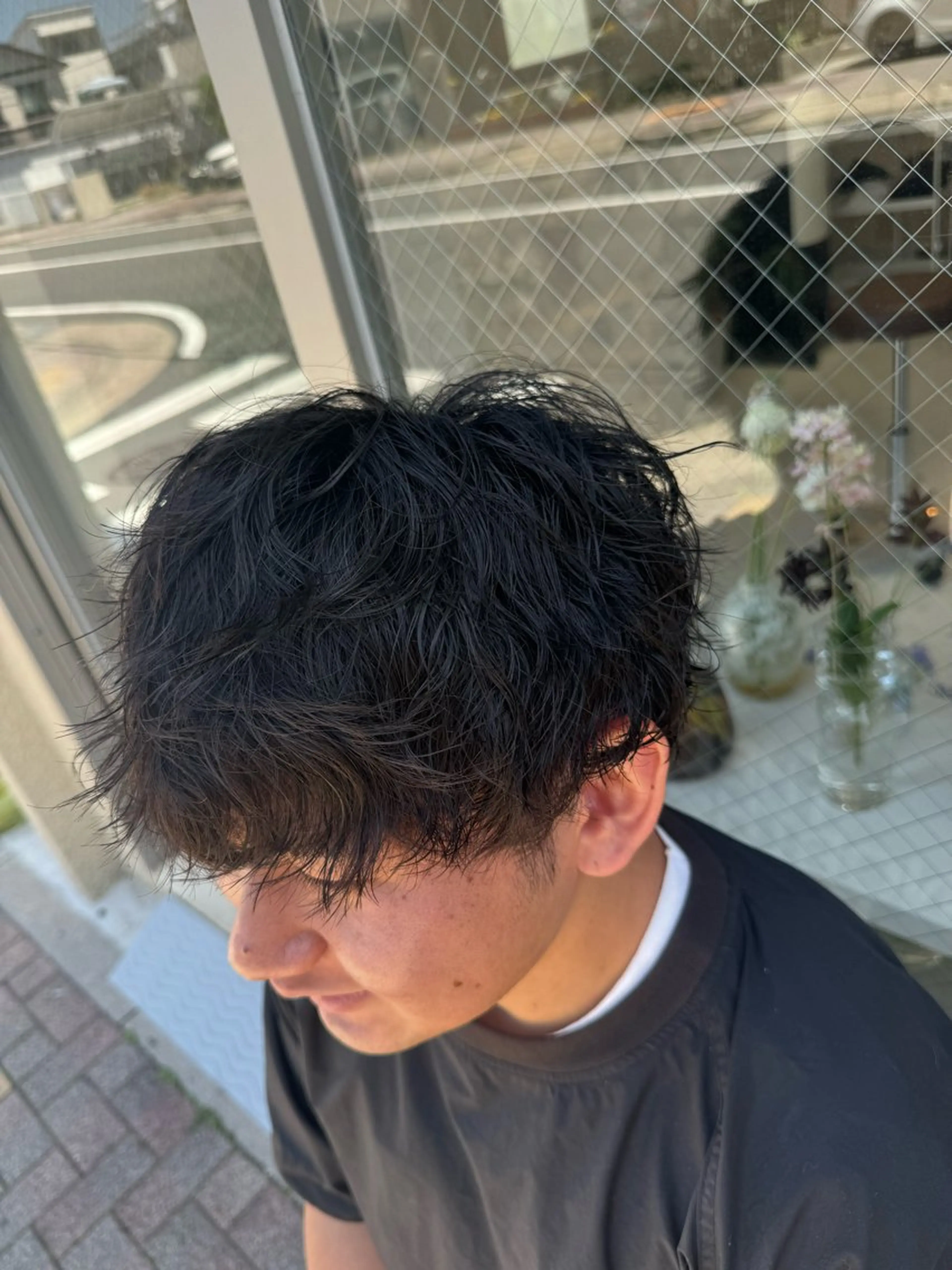 ショート パーマ メンズ メンズパーマ スパイラルパーマ 花見 亜沙美のヘアスタイル
