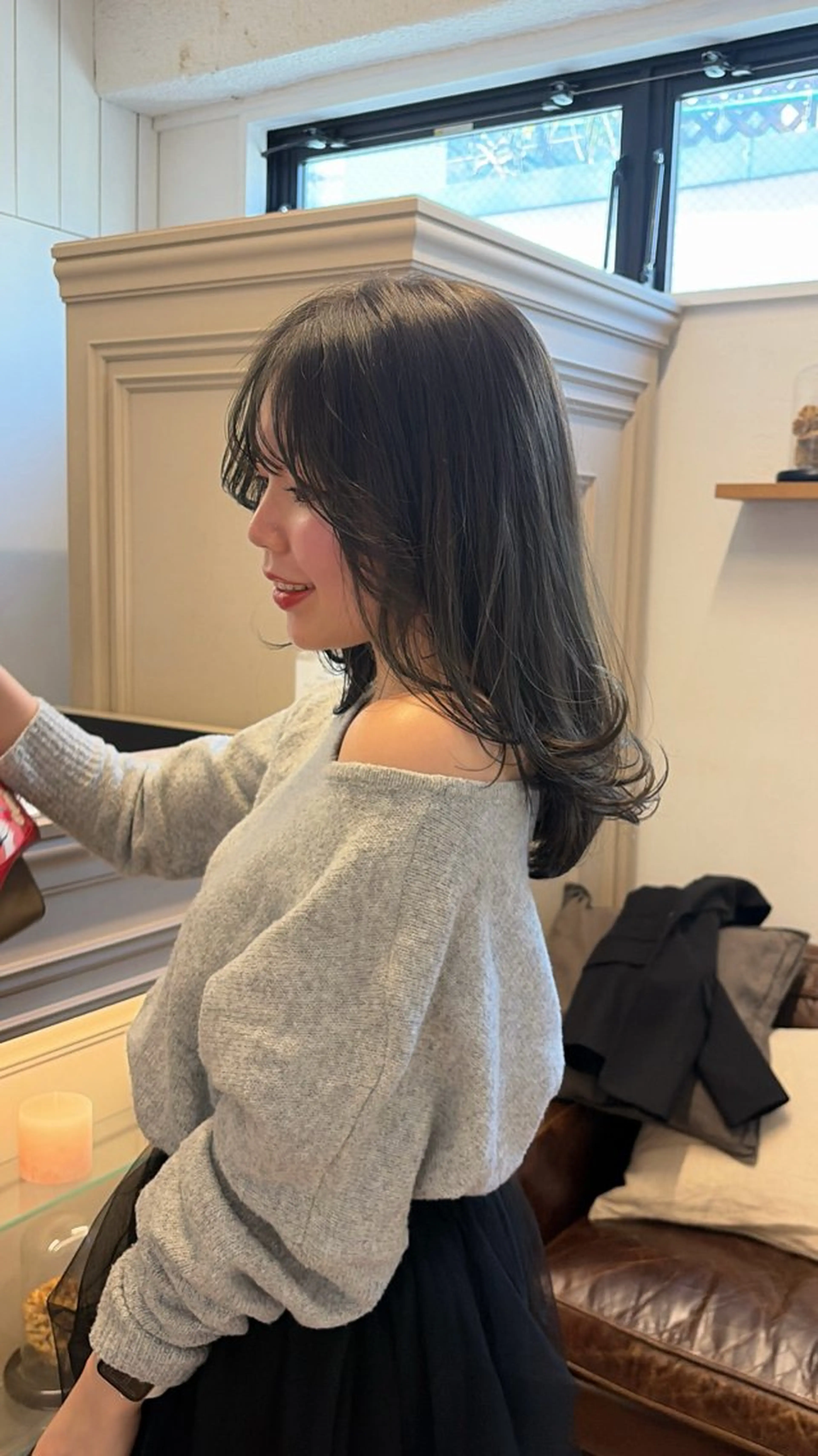 ミディアム カラー カット ヘアカラー トリートメント ヘッドスパ オリーブ/縮毛♡ Natsuno🩰のヘアスタイル