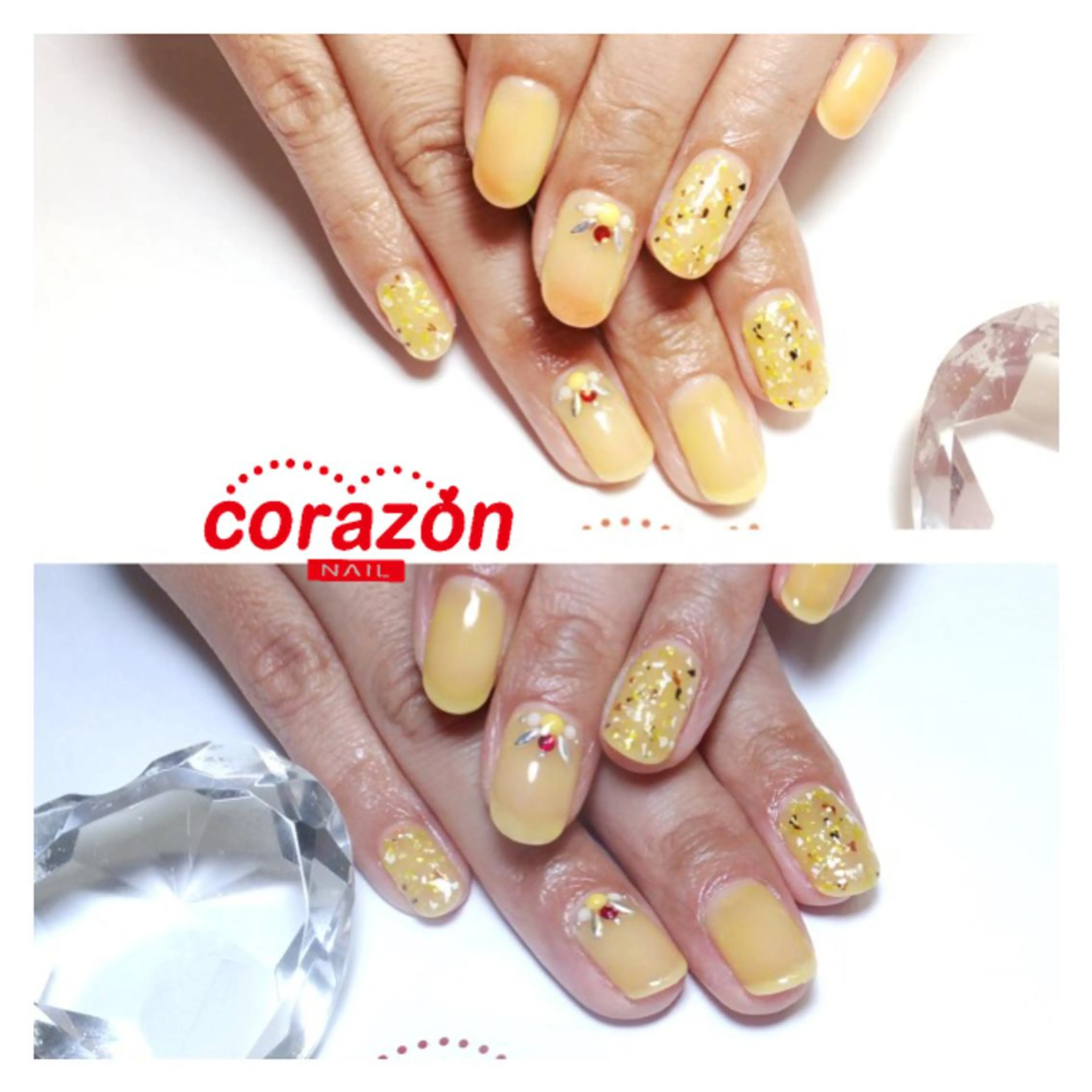 ネイル ラメ(グリッター) オレンジ 黄色 corazon所属・ネイリスト aicoのネイルデザイン