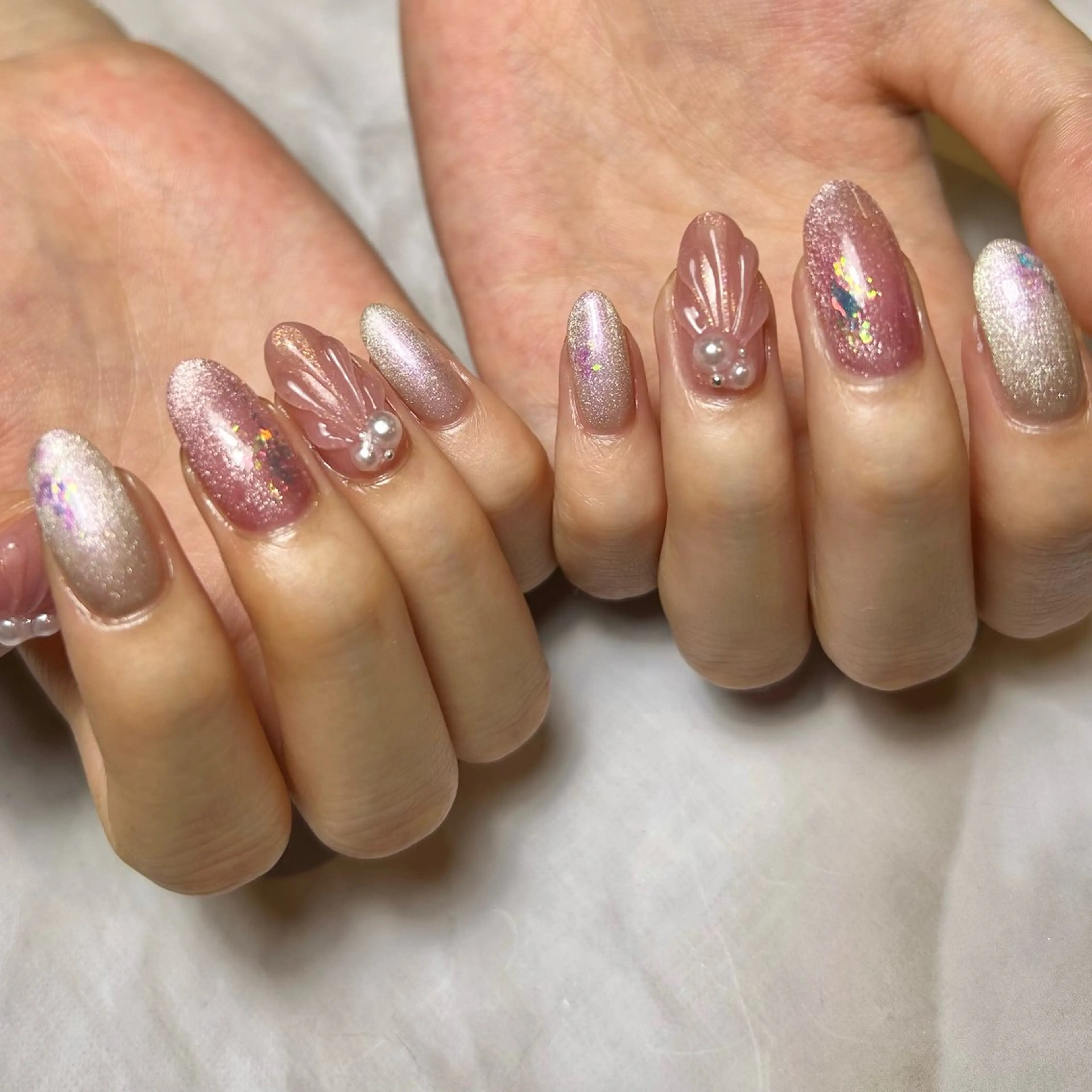 ネイル アートネイル ブルー ピンク Reflection marikoのネイルデザイン