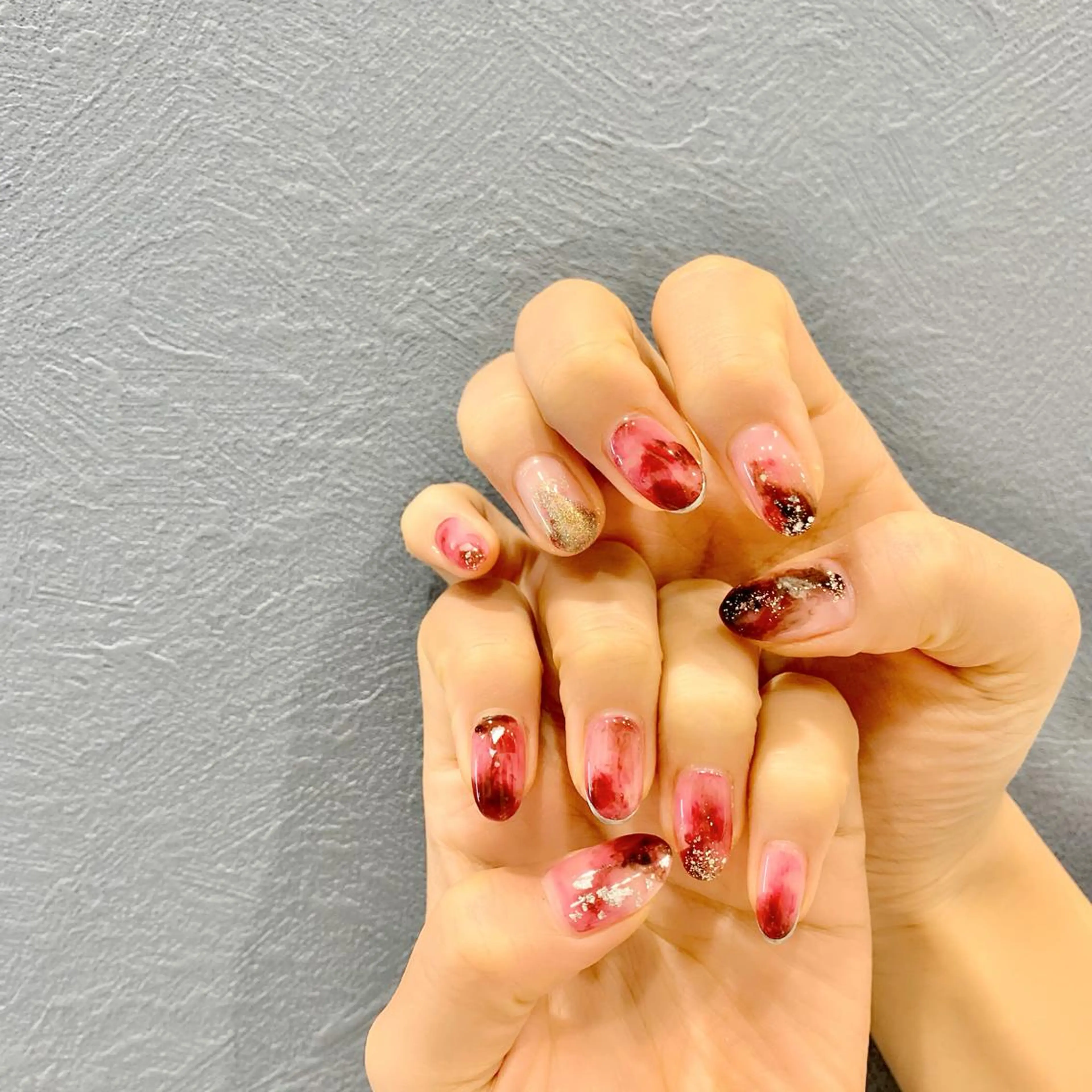 ネイル ボルドー ニュアンスネイル ハンドネイル 佐藤 まりえのネイルデザイン