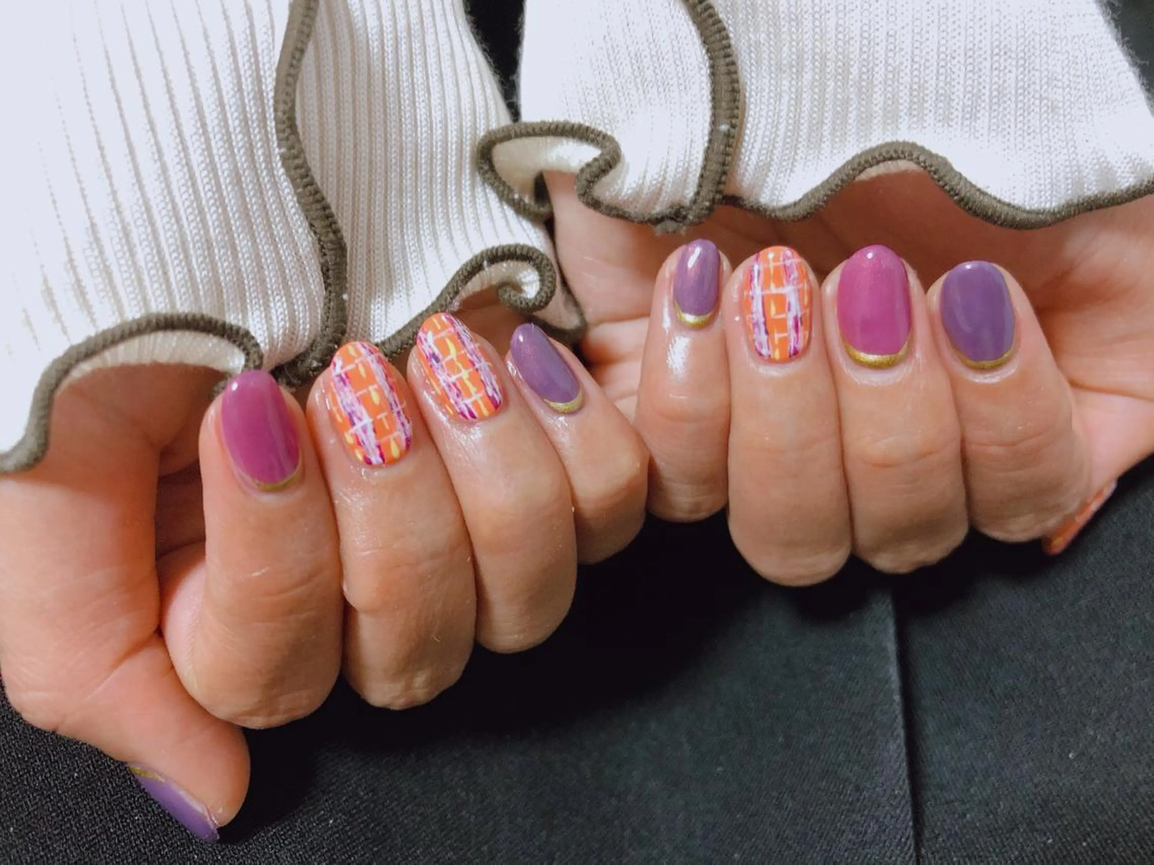 ネイル ツイードネイル ハンドネイル kiki nail 二子玉川のネイルデザイン