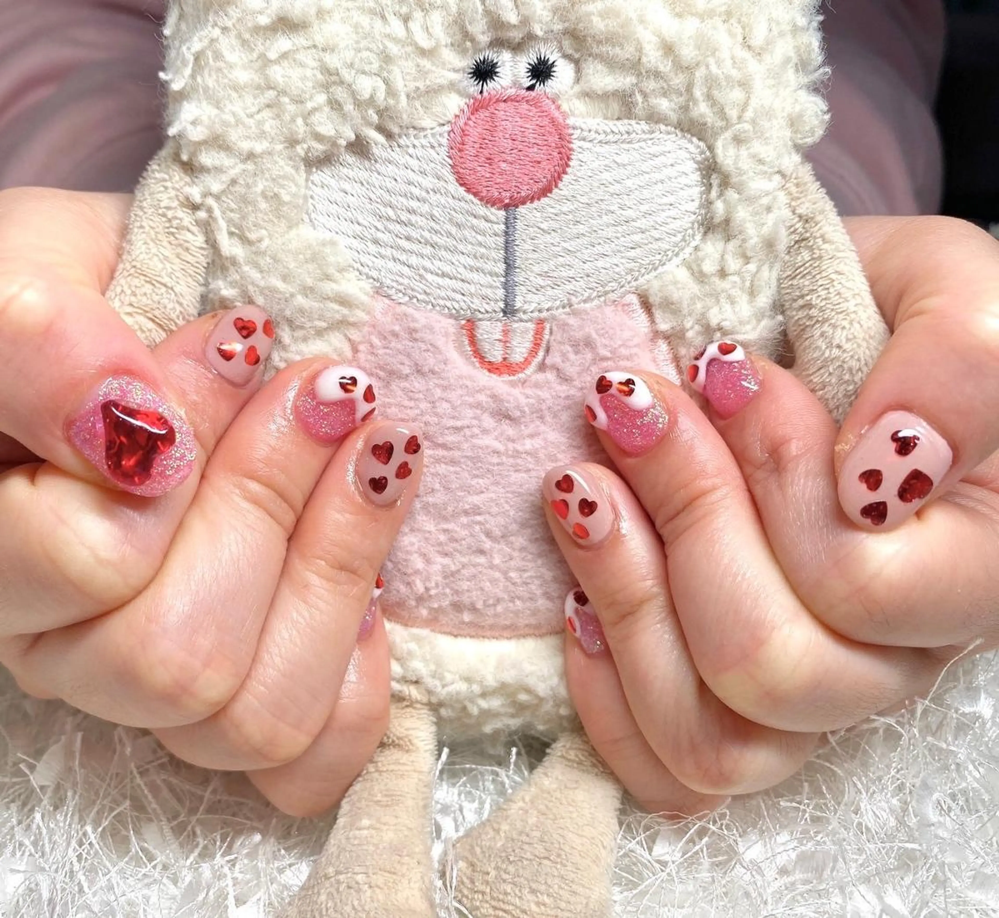 ネイル 長さ出し フレンチネイル ジェルネイル グラデーション ハート ハンドネイル Nail&eye Belire 新宿のネイルデザイン