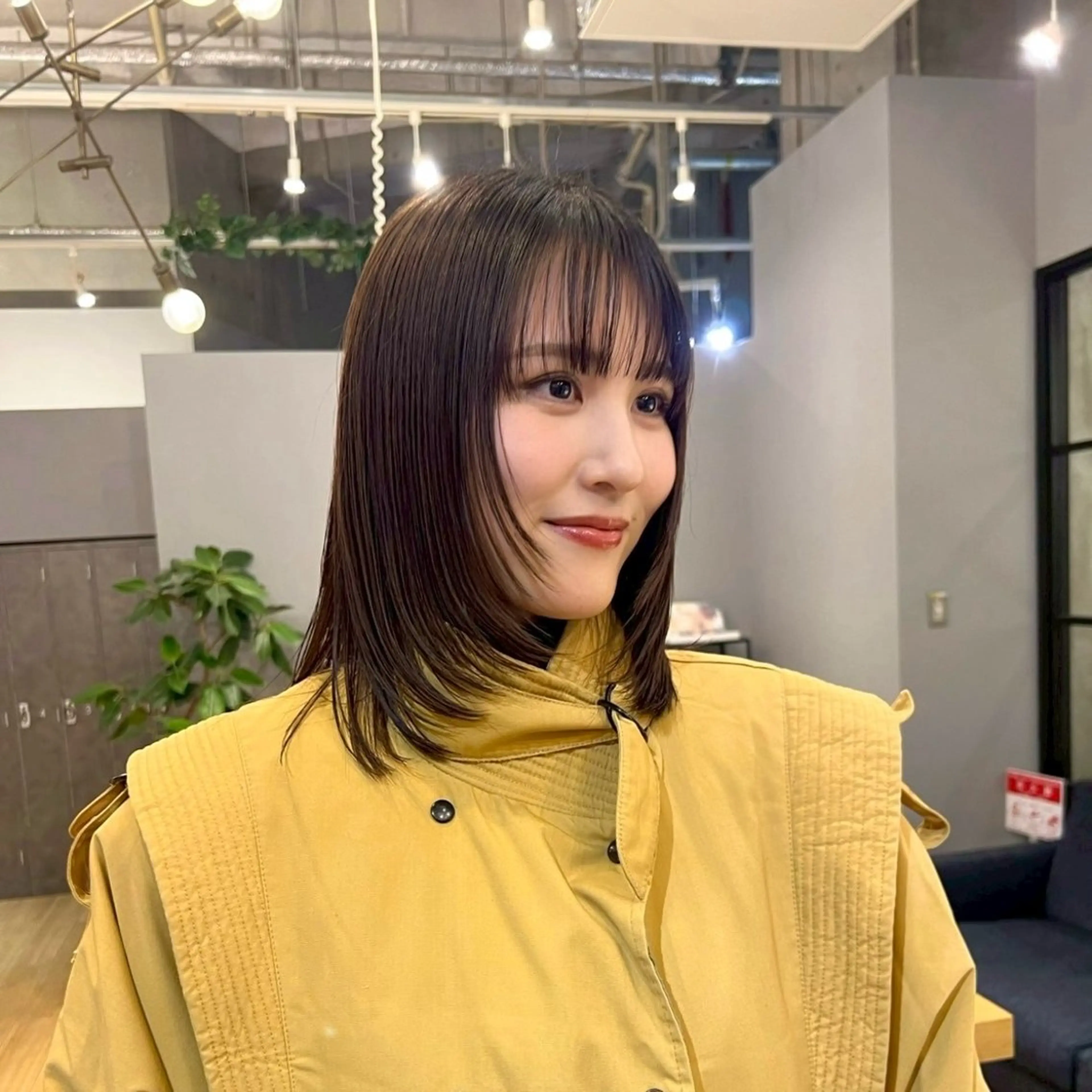 ミディアム 顔周りカット レイヤーカット 暖色/ボブ/吉岡美音 GIEN NU茶屋町のヘアスタイル