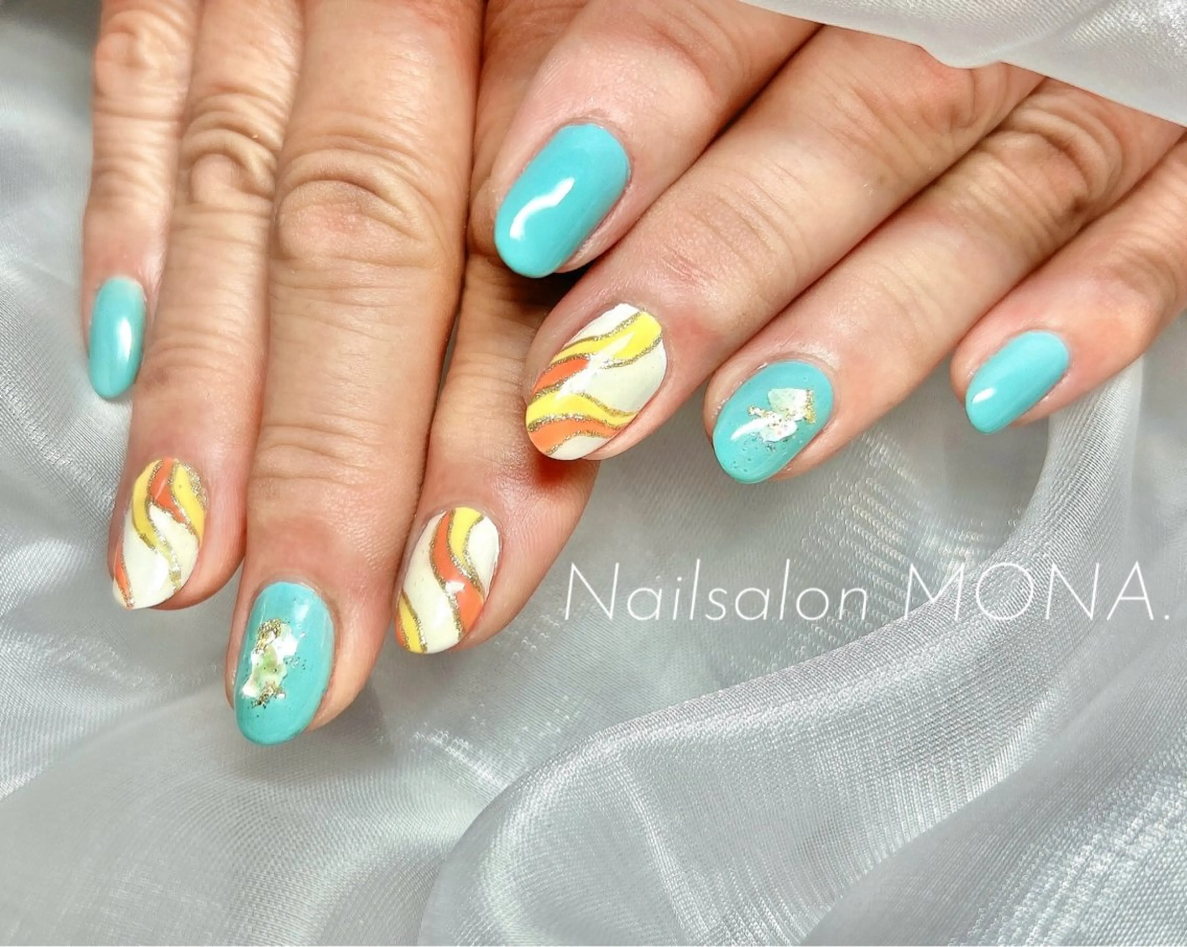 ネイル ブルー ハンドネイル Nailsalon MONA.のネイルデザイン