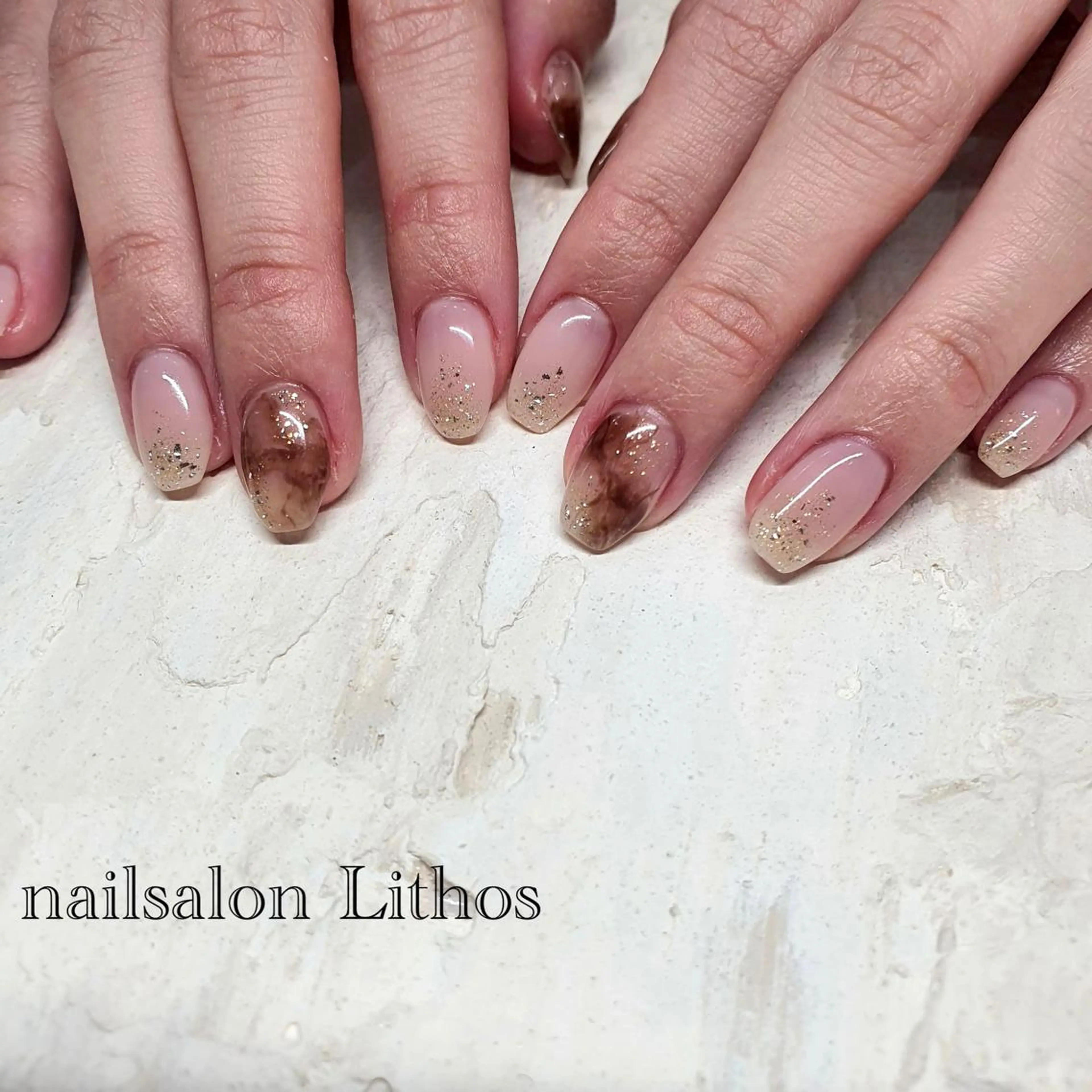 ネイル べっ甲ネイル ハンドネイル nailsalon Lithos所属・nailsalon Recontreのネイルデザイン