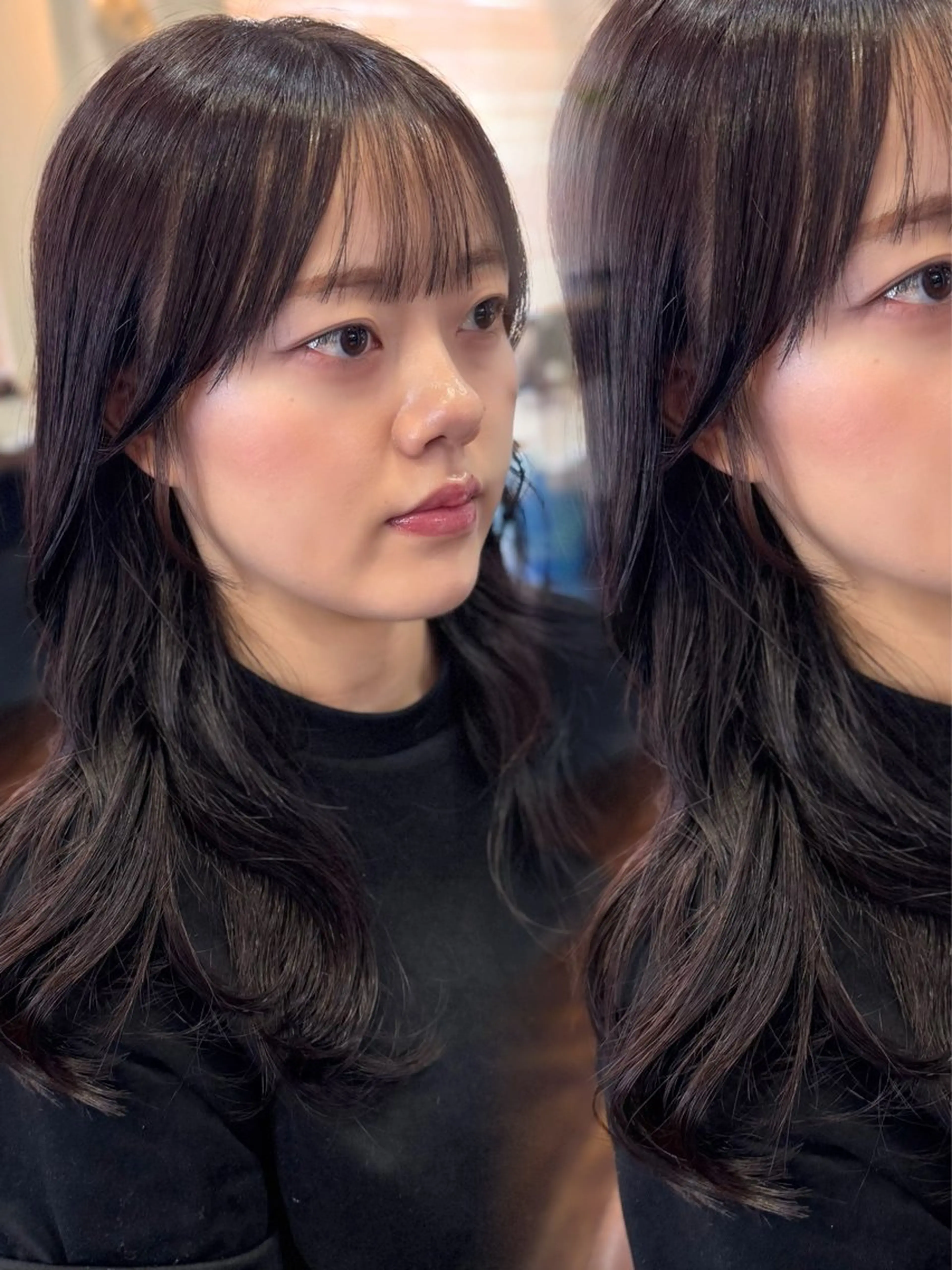 ロング 顔周りカット レイヤーカット 縮毛矯正 トリートメント 尾崎 海璃のヘアスタイル