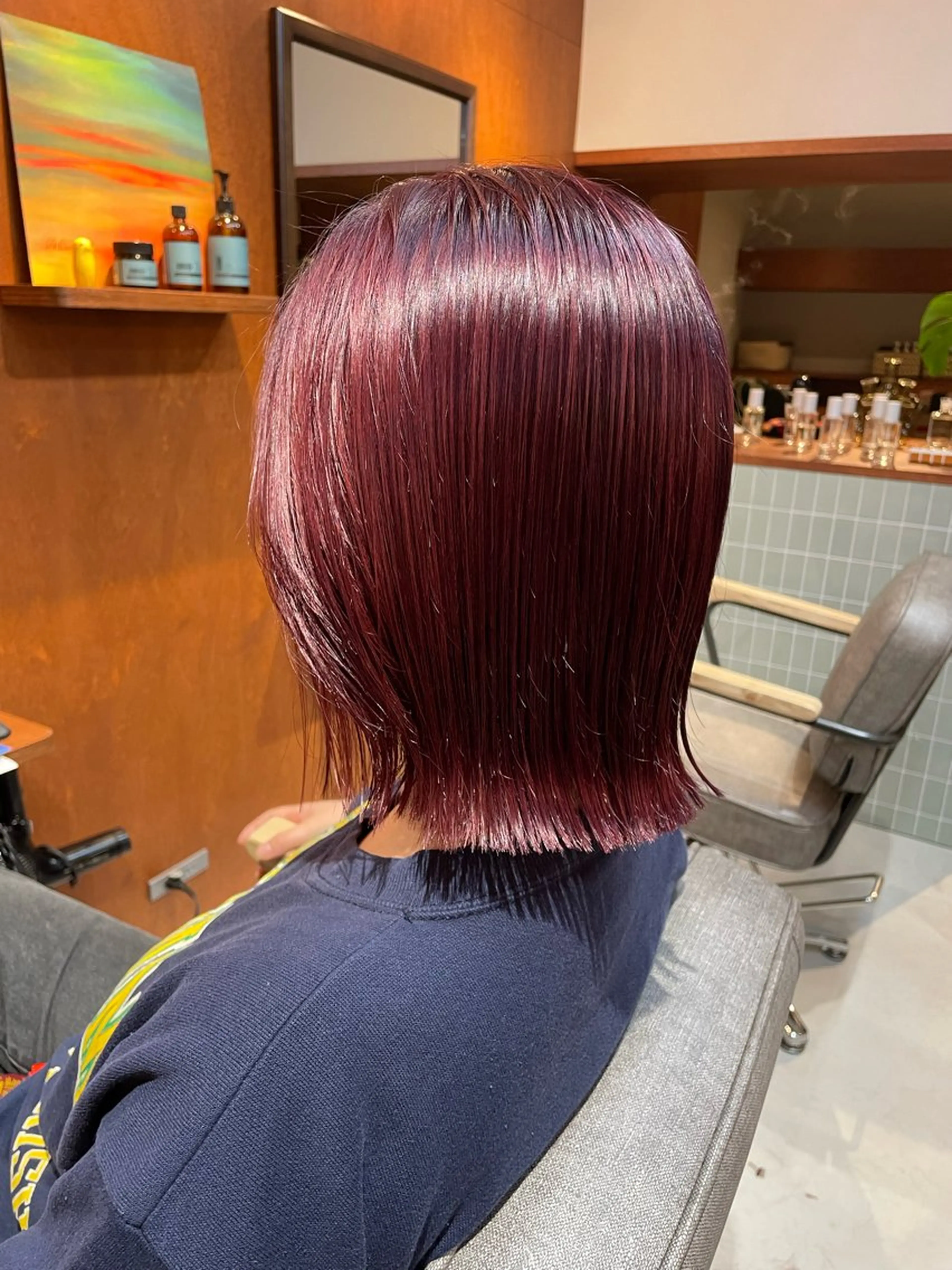 ミディアム カラー 艶カラー🌙縮毛矯正 /ボブ【Reina】のヘアスタイル