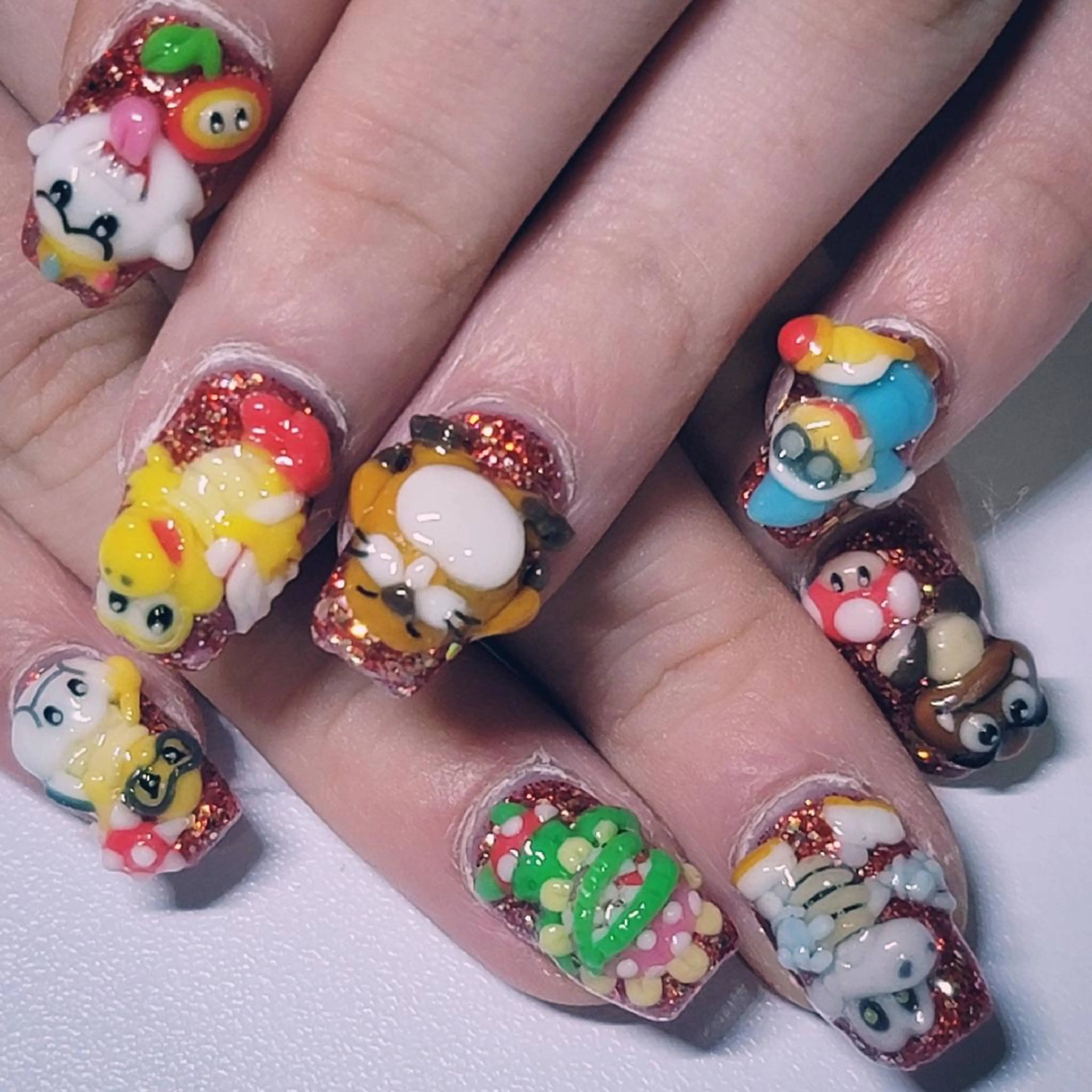 ネイル アートネイル ラメ(グリッター) ワンカラーネイル ピンク 赤色 ハンドネイル よしだ ひろきのネイルデザイン