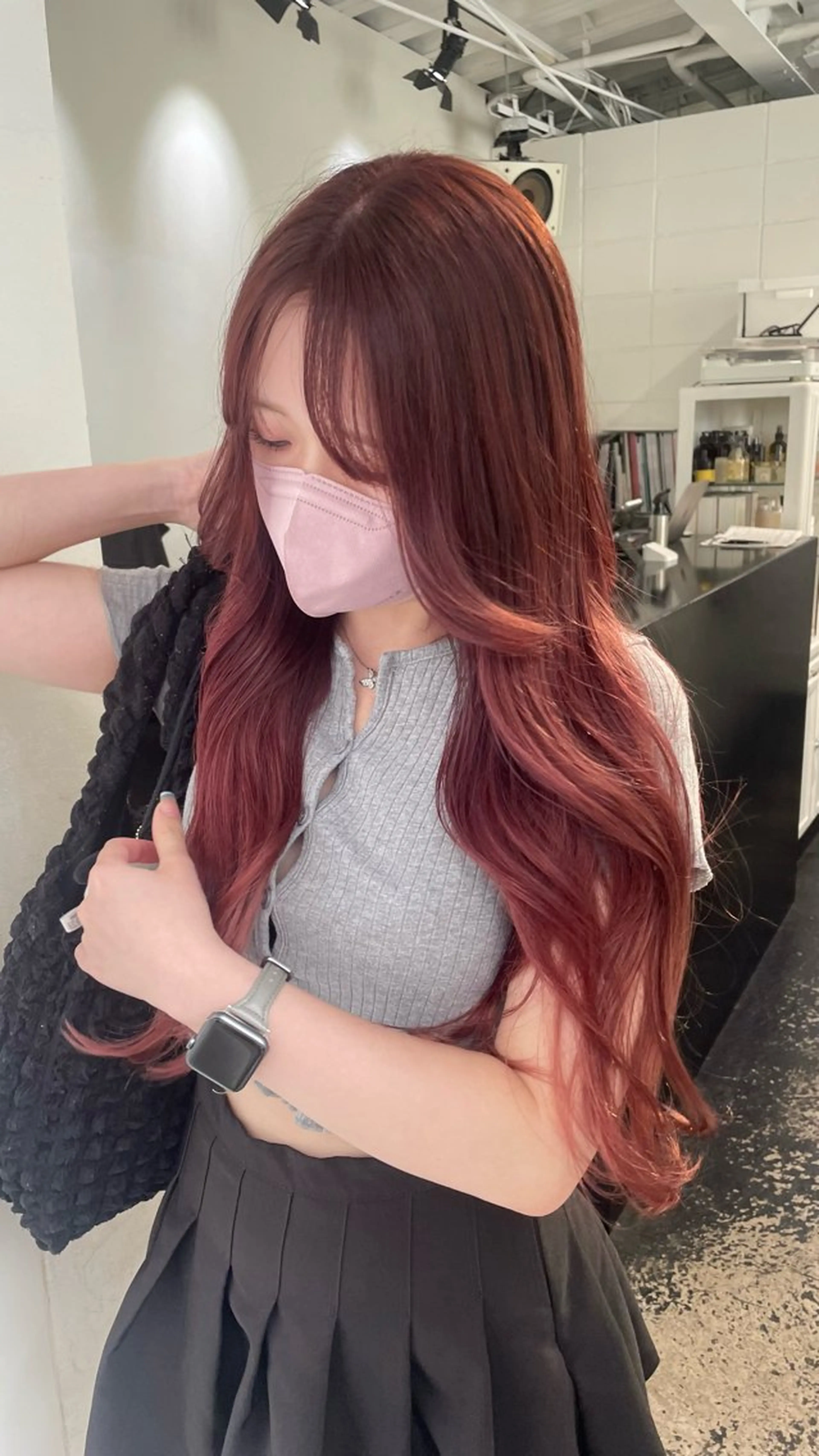 ロング カラー パーマ ヘアアレンジ メンズ キッズ メンズブリーチ ブリーチ ピンクカラー カット ヘアカラー トリートメント 艶ハイトーン/ヘア アレンジAYAKAのヘアスタイル