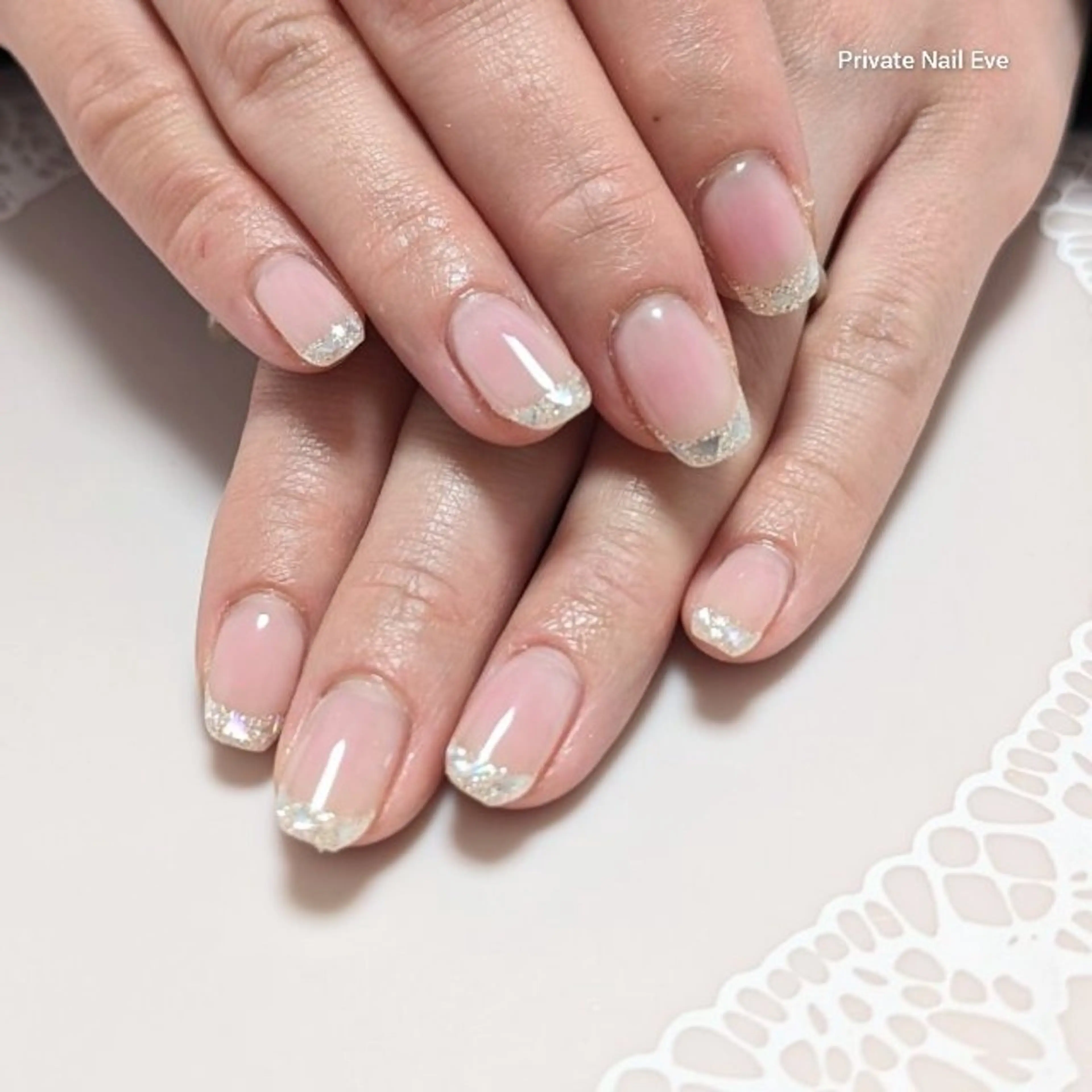 ネイル チークネイル フレンチネイル ガラスフレンチ 持ち込み ハンドネイル ネイル junkoのネイルデザイン