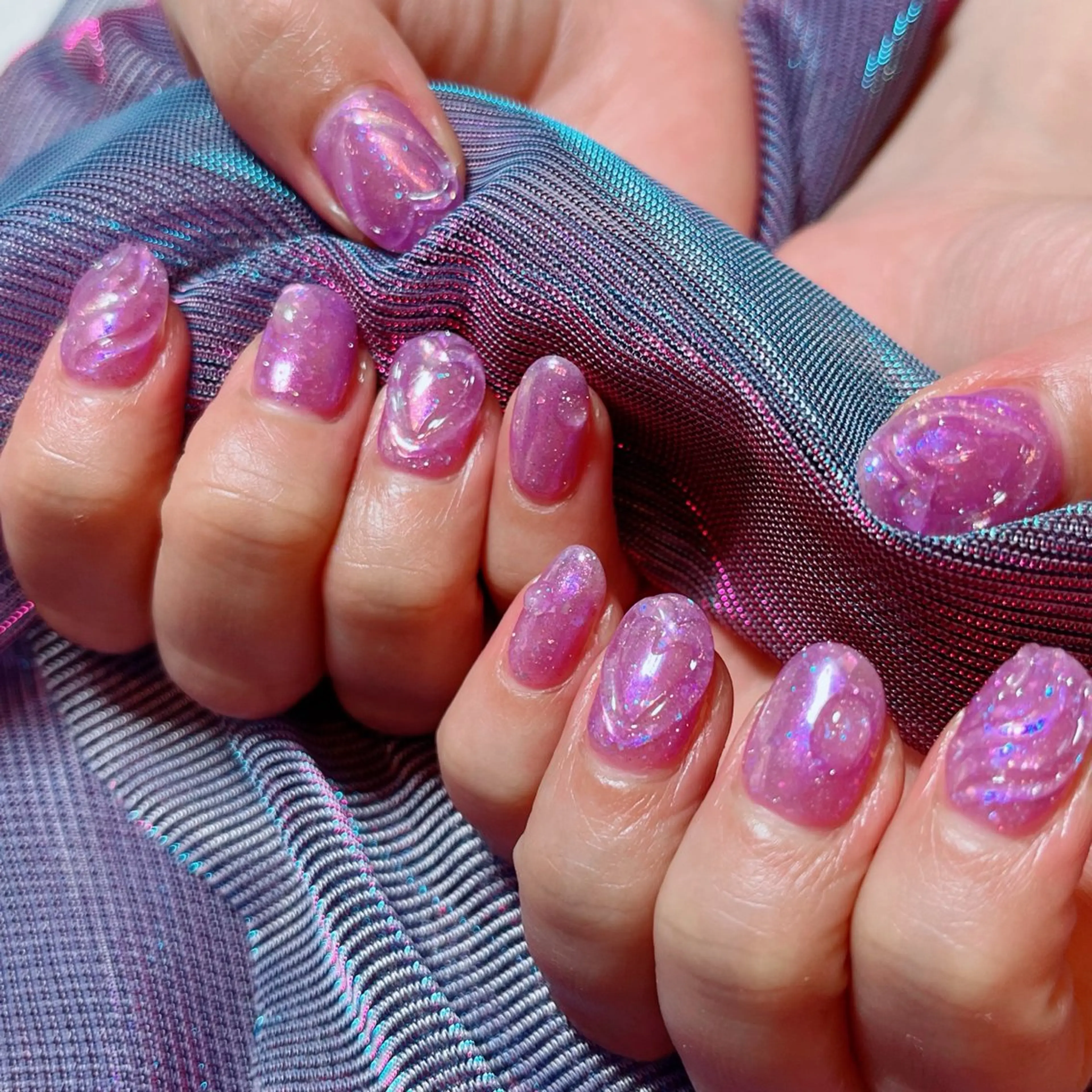 ネイル アートネイル 氷ネイル・うるうるネイル パープル ハンドネイル ruirui.naildesign所属・RUI ☆のネイルデザイン