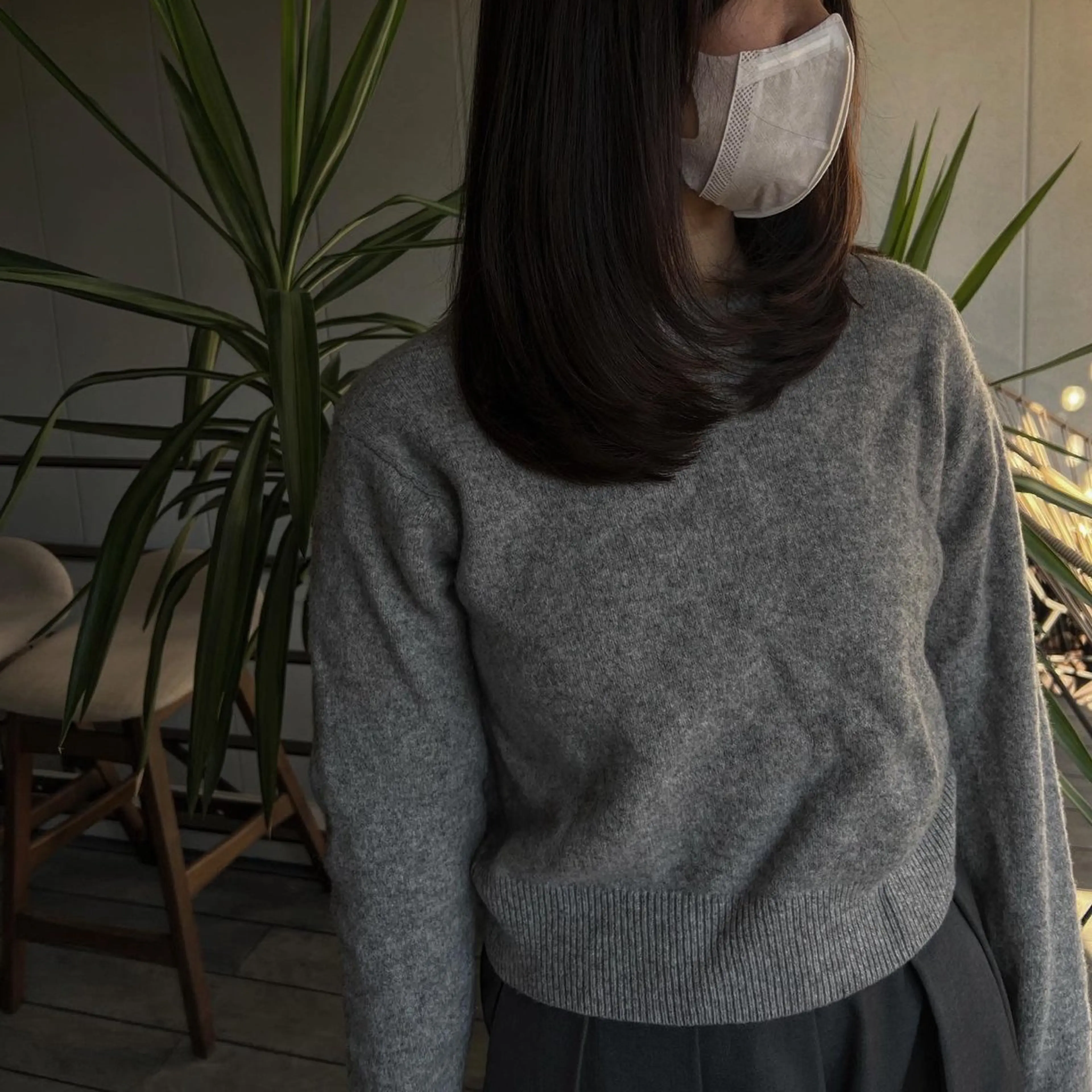 セミロング 海外風カーテンバング Mao広尾美容室のヘアスタイル