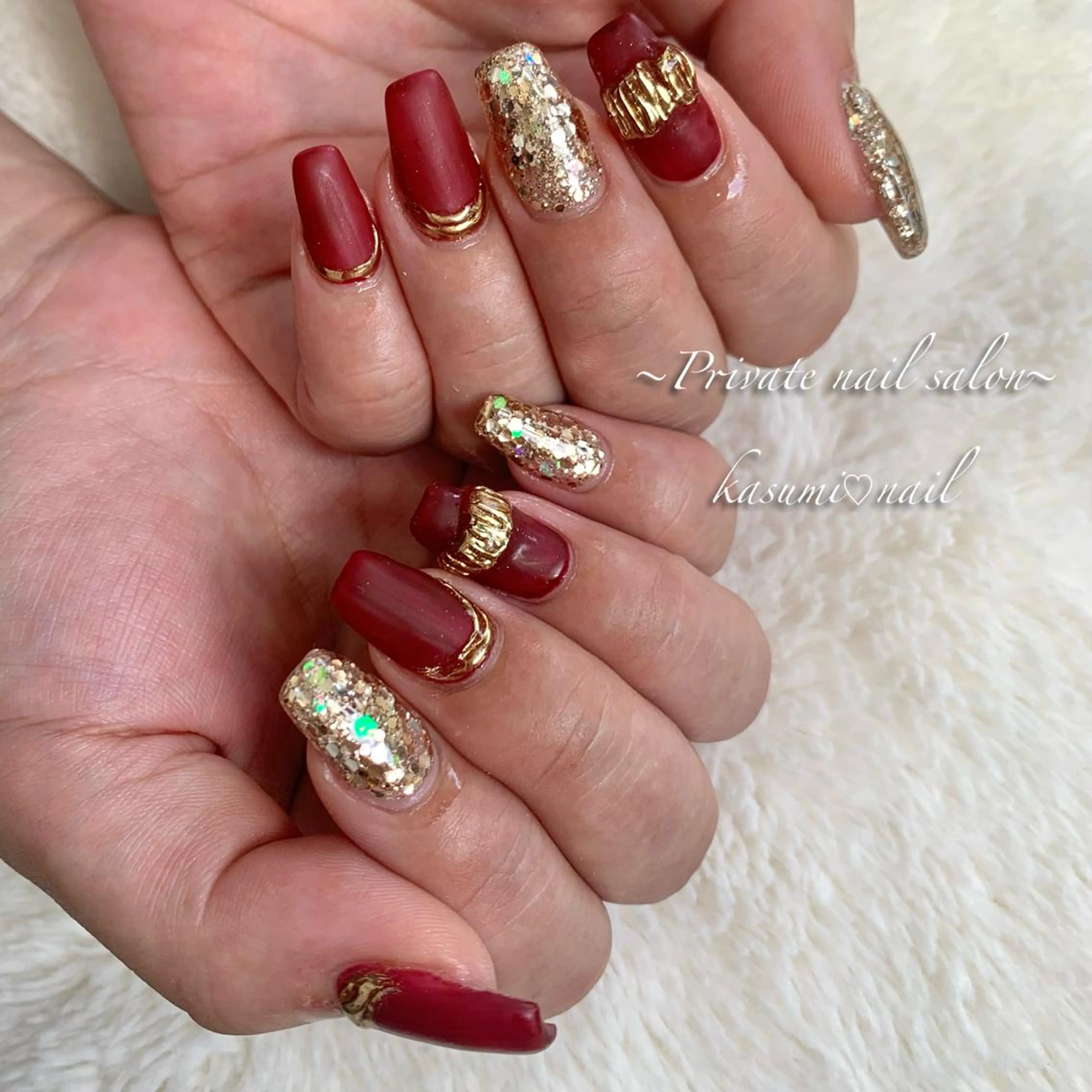 ネイル アートネイル ラメ(グリッター) マグネットネイル ミラーネイル 持ち込み KASUMI♡ Nailのネイルデザイン