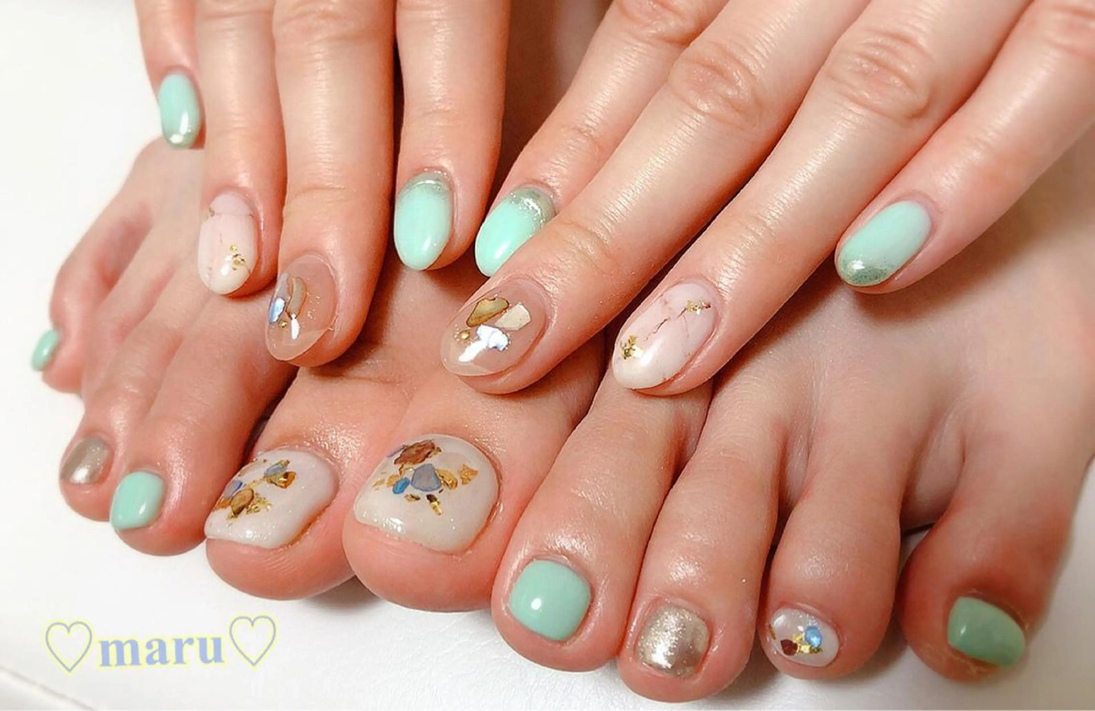 ネイル フットネイル 持ち込み ハンドネイル フットネイル まるみ ♡のネイルデザイン