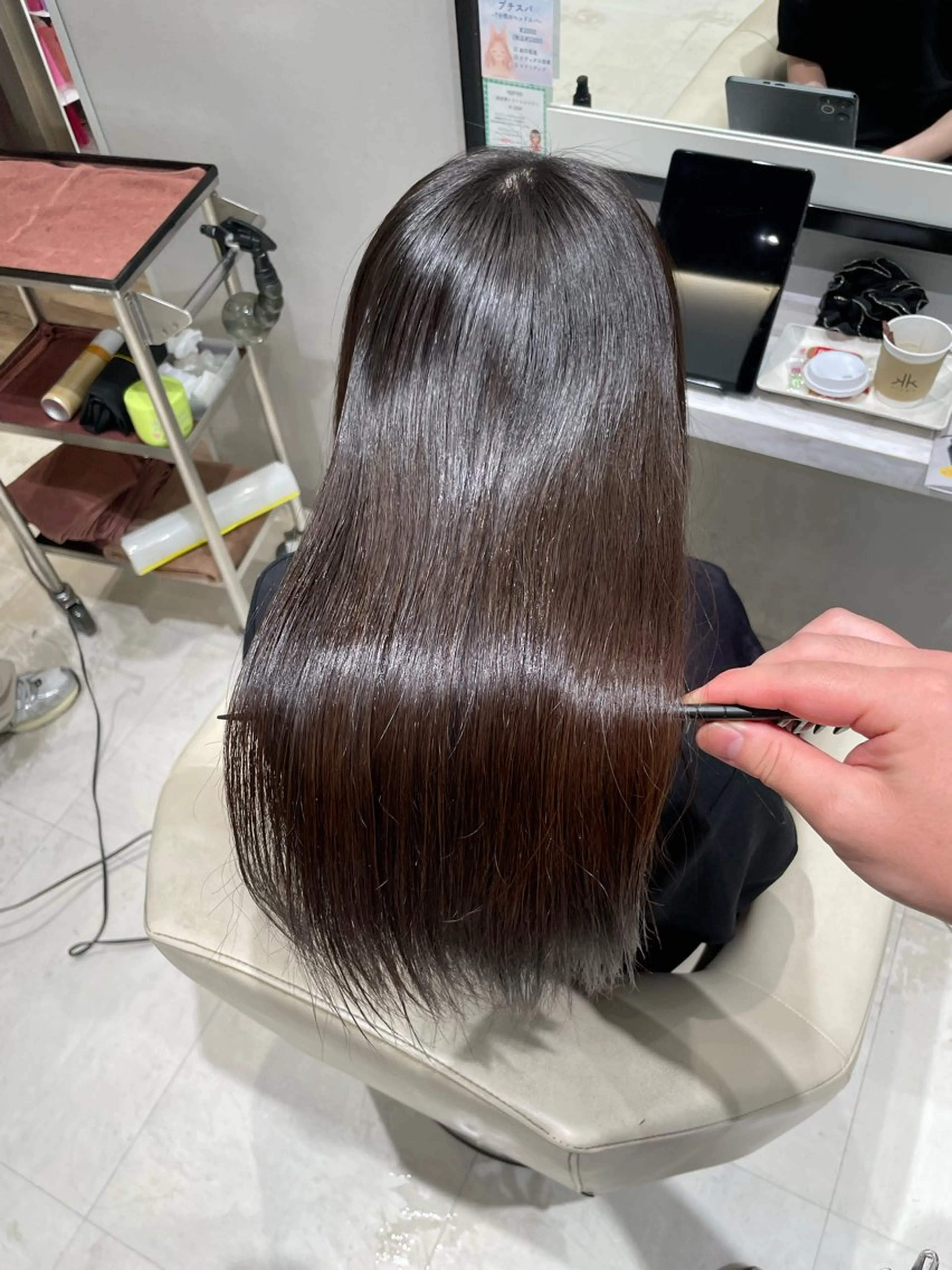 ロング パーマ カット 縮毛矯正 トリートメント k-twoたき✨艶感 カラー／美髪矯正のヘアスタイル