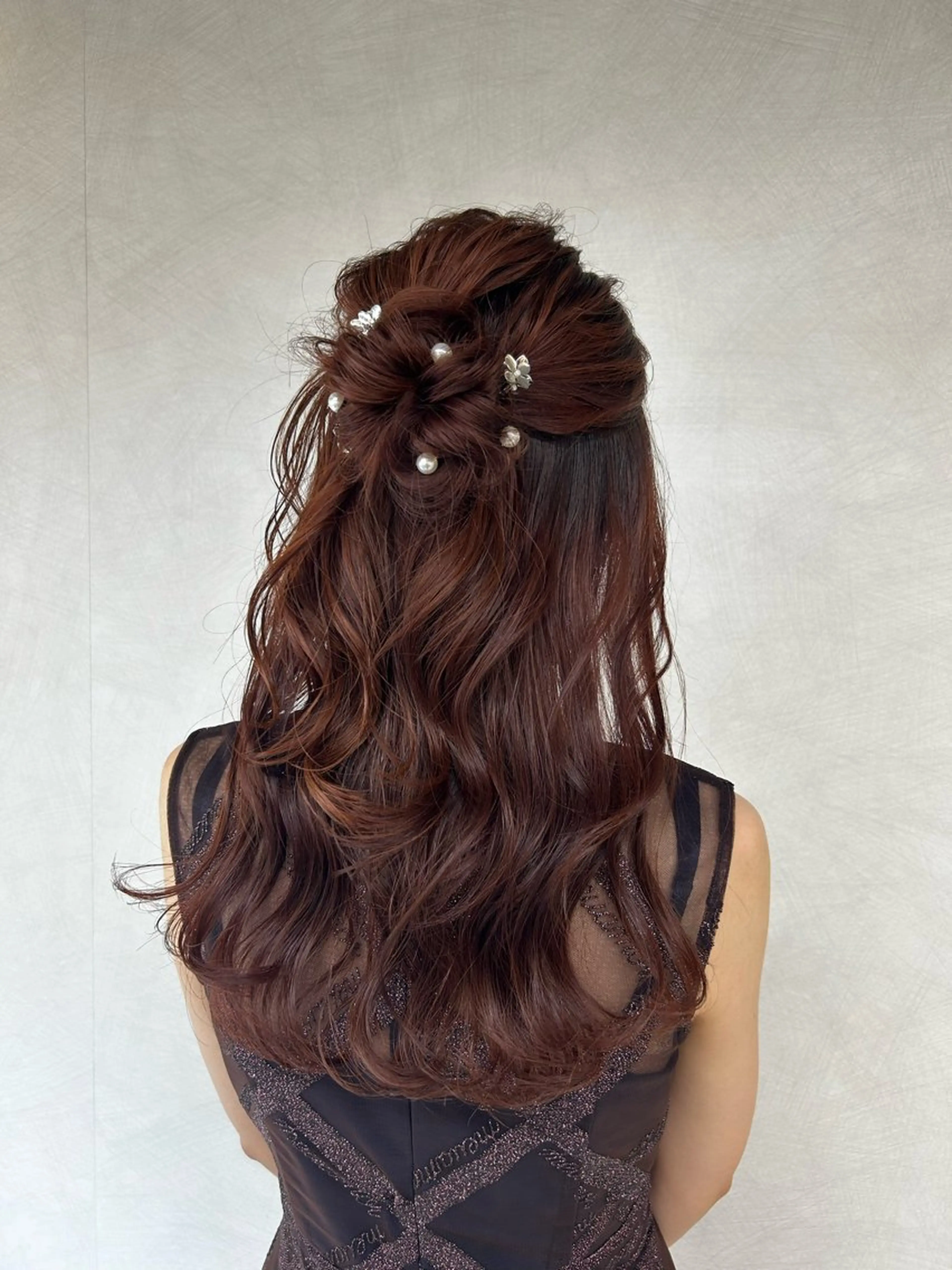 ヘアアレンジ ハーフアップ お団子ヘア ヘアセット ヘアセット／眉毛カッ ト/Nana〻のヘアスタイル