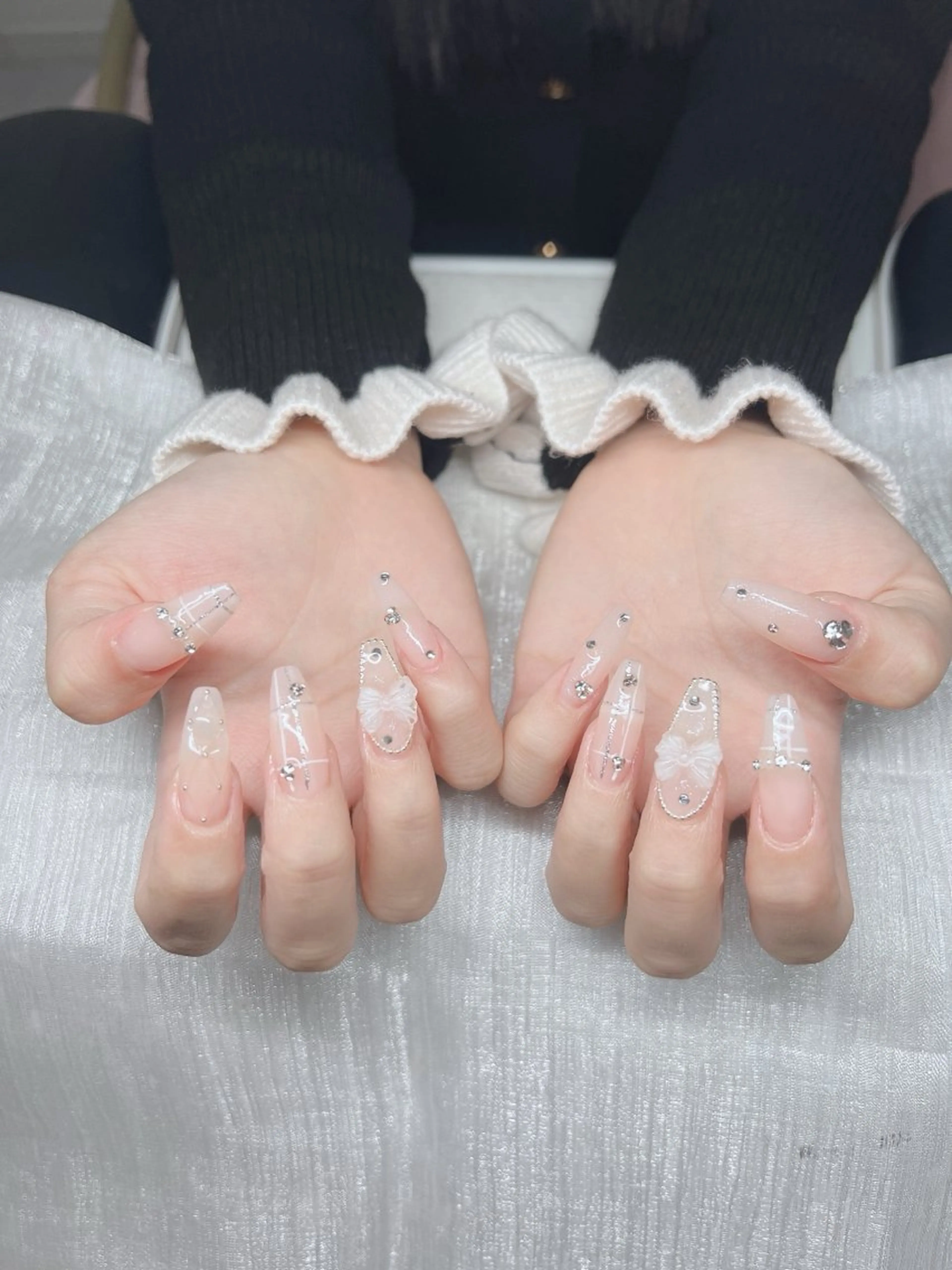 ネイル 長さ出し グラデーション キラキラネイル マグネットネイル ニュアンスネイル ハンドネイル Lee Nails チップ長さだし専門店のネイルデザイン