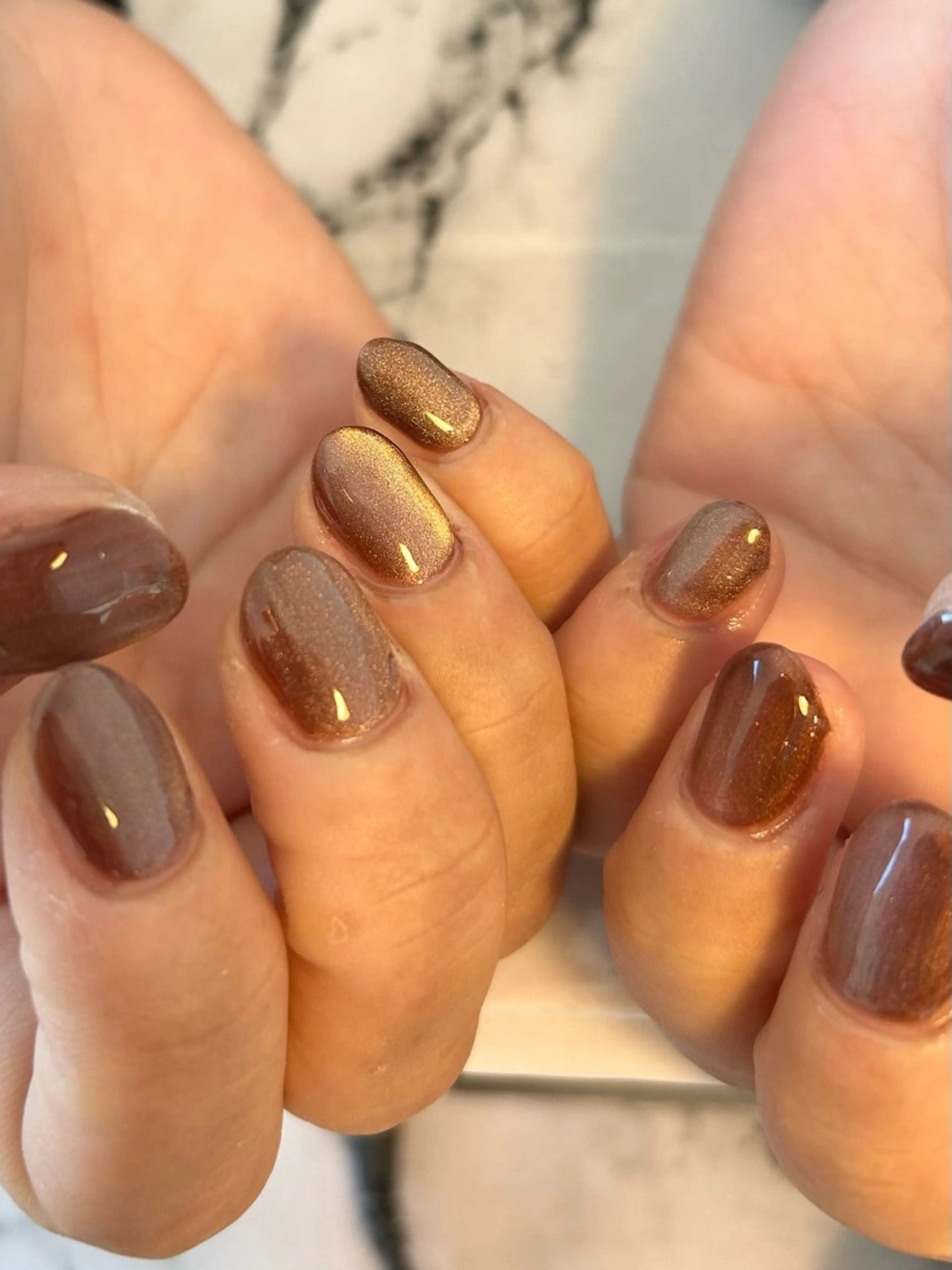 ネイル ブラウン マグネットネイル ハンドネイル フットネイル ネイリスト リオのネイルデザイン