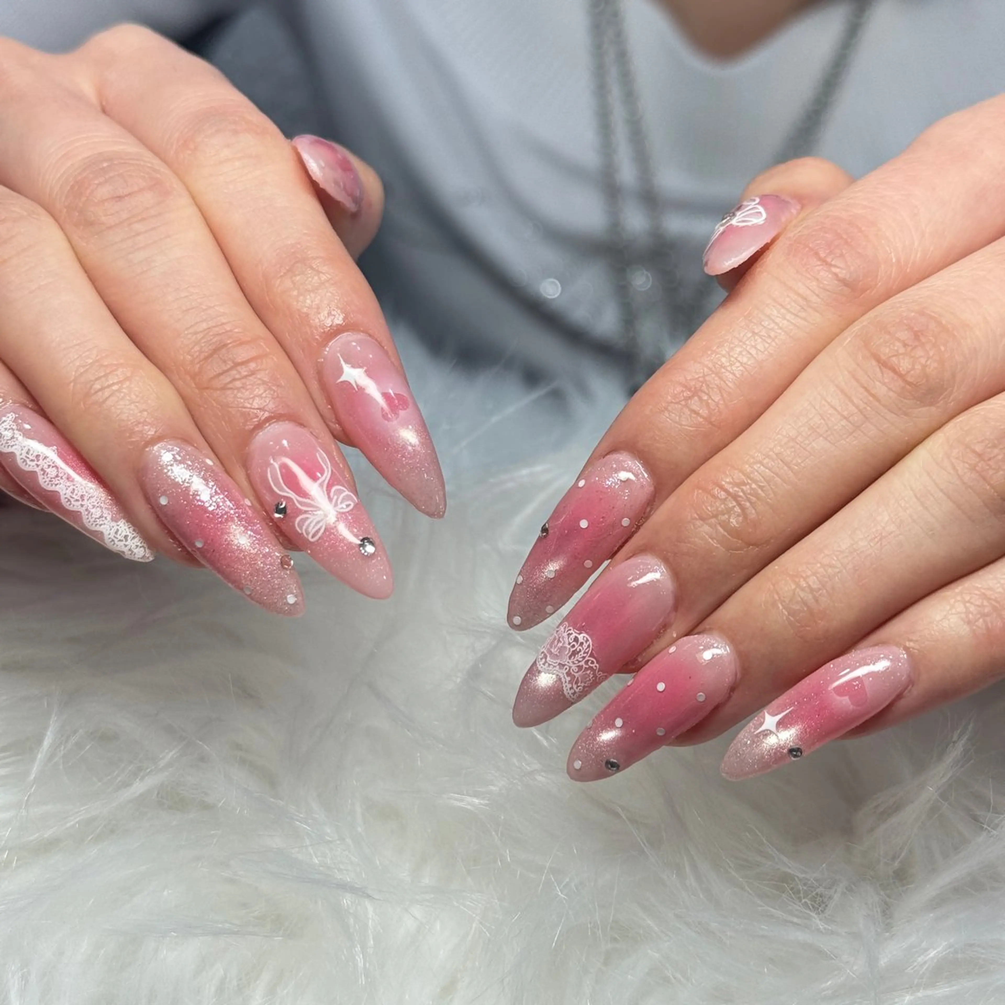 ネイル ハンドネイル ハンドケア hami🎀うかん 🎀チップ長さ出しのネイルデザイン