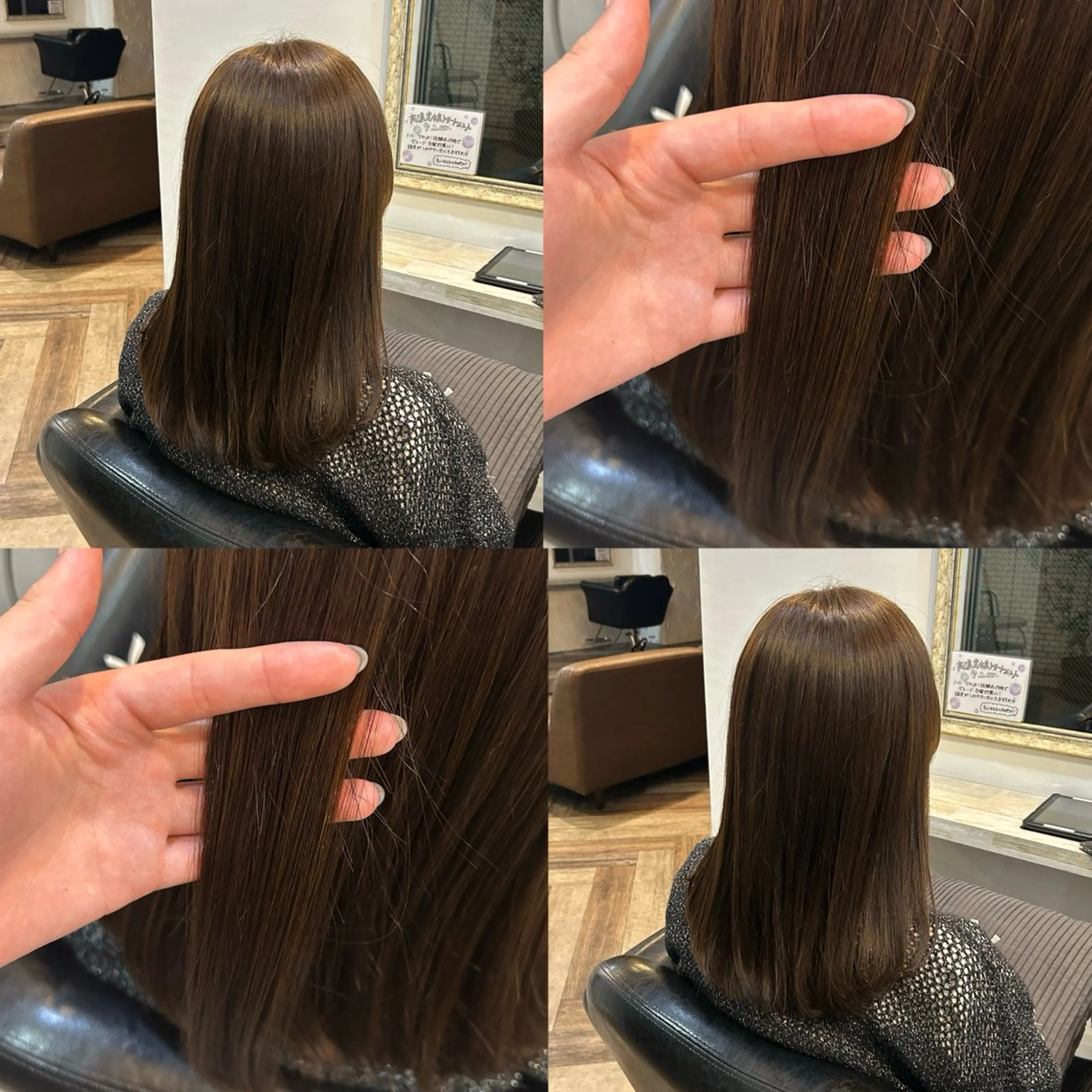 ミディアム カラー ベージュカラー 透明感カラー 伸ばしかけ HONAMI ．のヘアスタイル