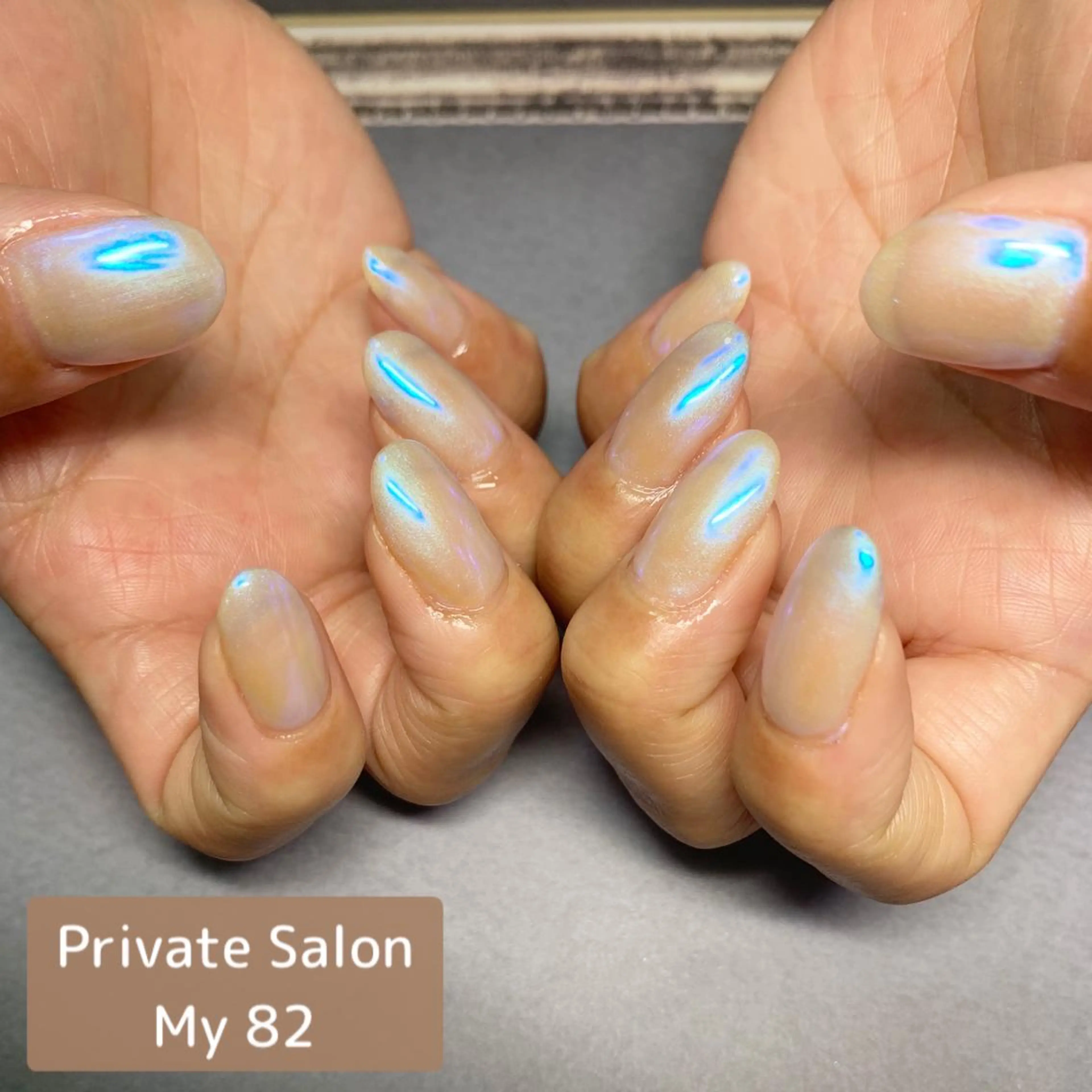 ネイル ブルー ハンドネイル Private Sa lon  MARLOのネイルデザイン