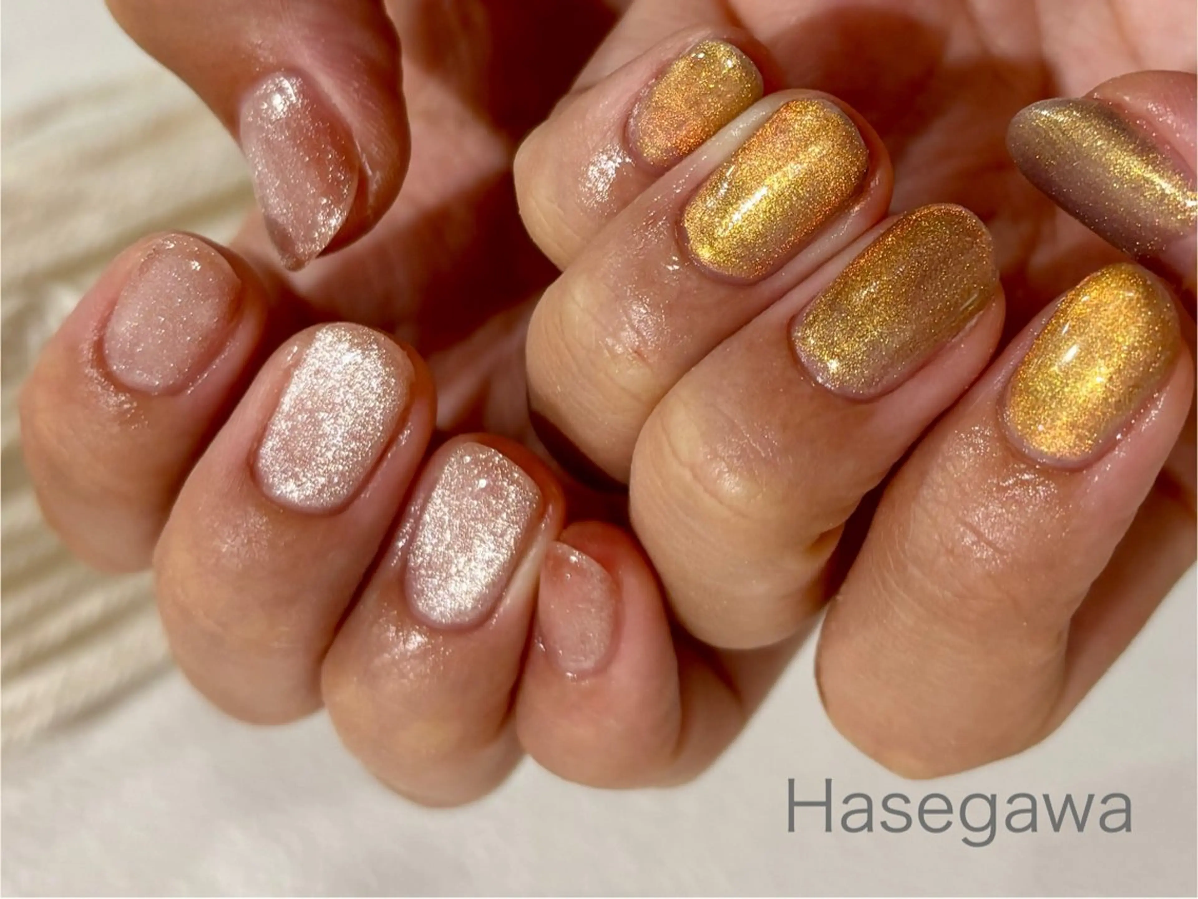 ネイル オレンジ ピンク ハンドネイル DROP所属・DROP 長谷川のネイルデザイン