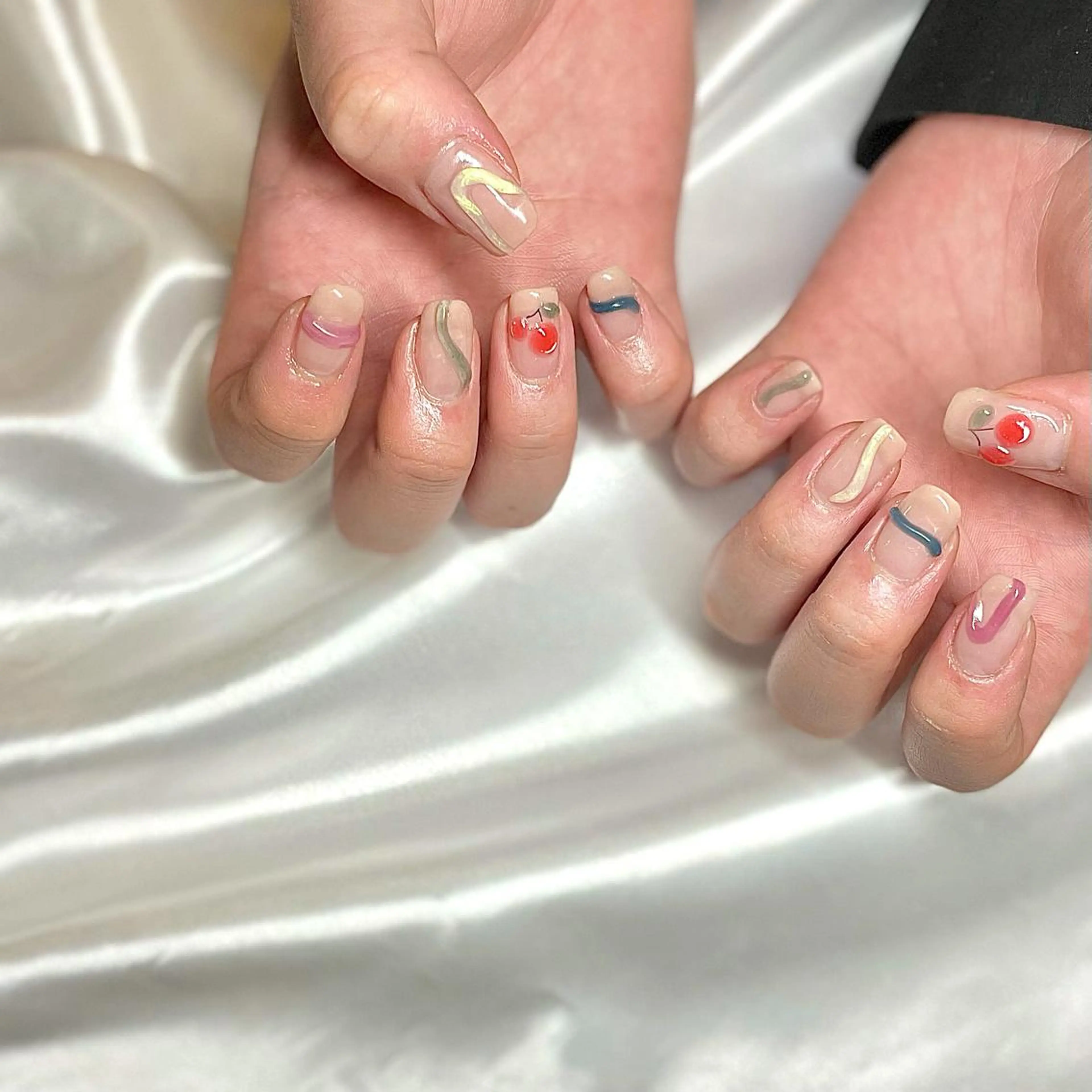 ミディアム カラー パーマ ヘアアレンジ メンズ キッズ ネイル マツエク・マツパ クリアネイル nail&eye Aoのマツエク・マツパデザイン