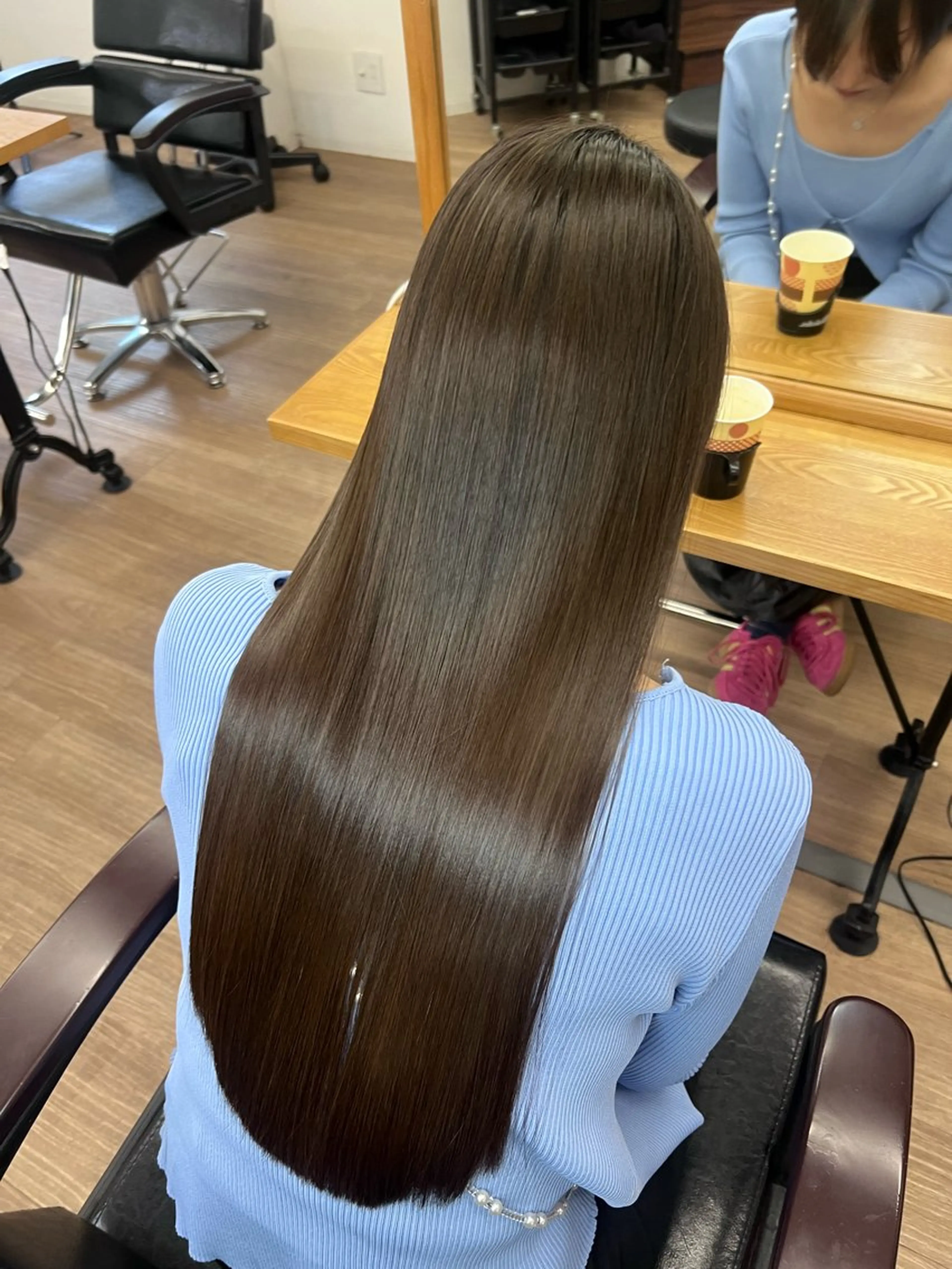 ロング パーマ 武田涼レイヤーカット 髪質改善×縮毛矯正のヘアスタイル