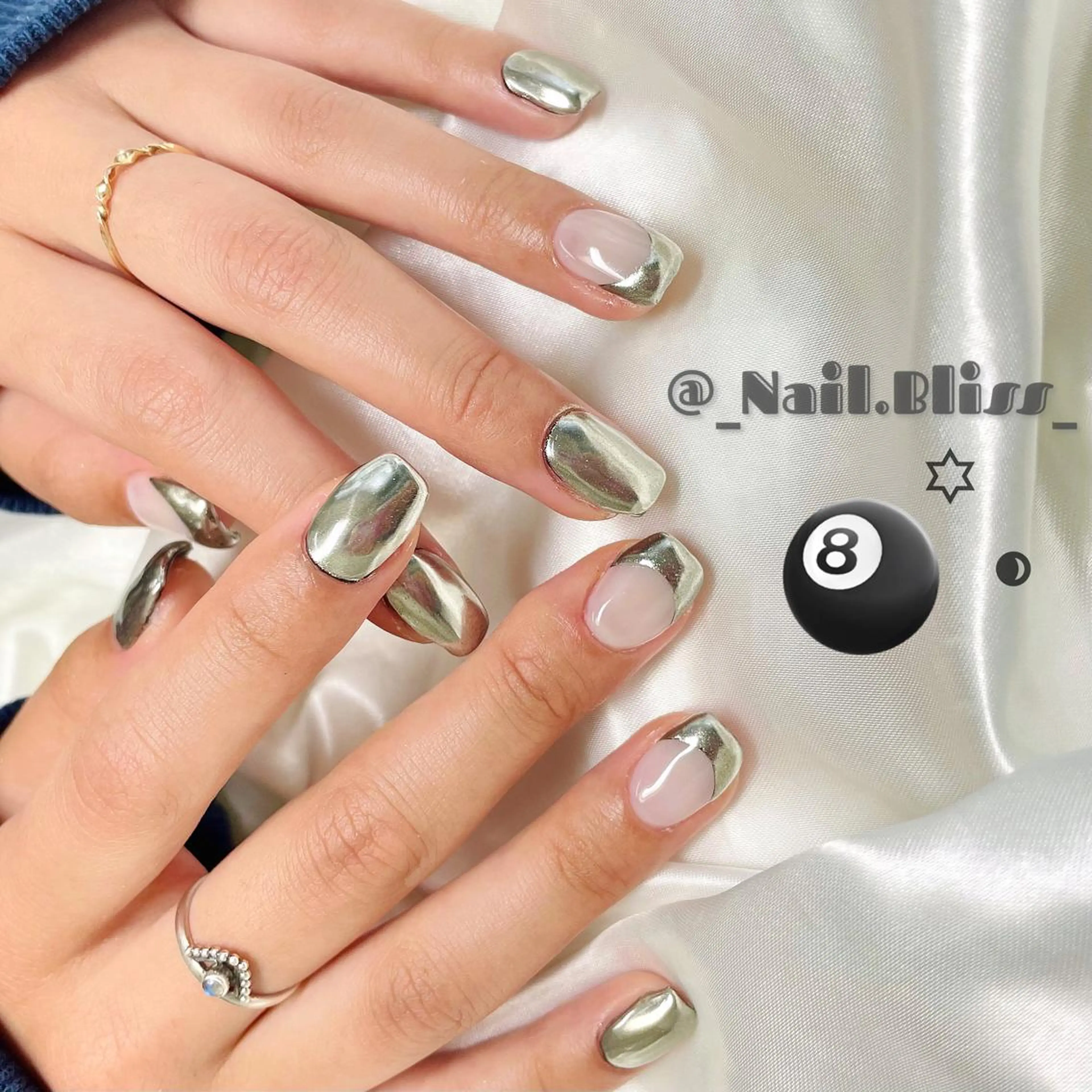 ネイル フレンチネイル ミラーネイル ハンドネイル NAIL BLISSのネイルデザイン