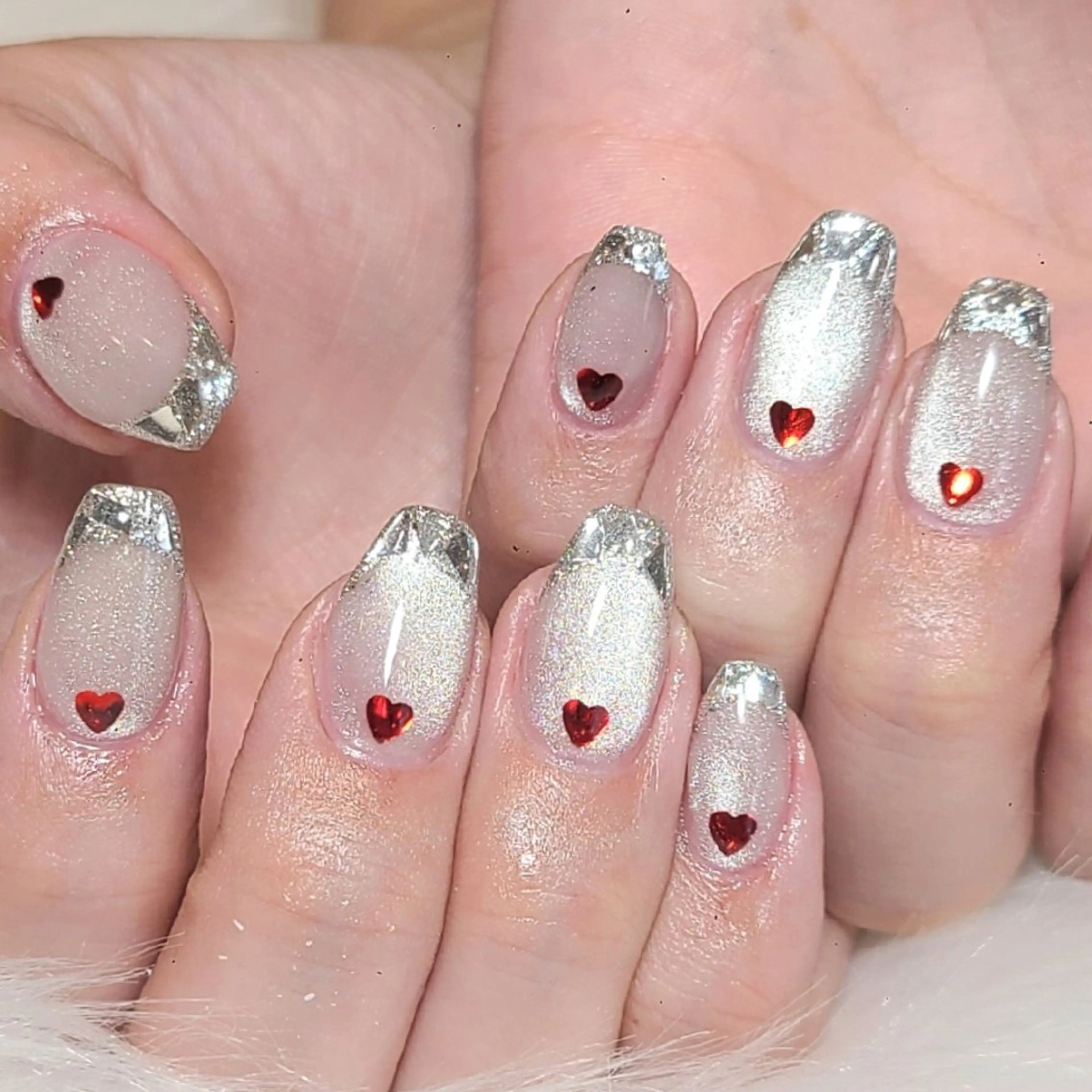 ネイル フレンチネイル ガラスフレンチ マグネットネイル ハンドネイル 💛うるちゅる ネイル💛ERIKAのネイルデザイン