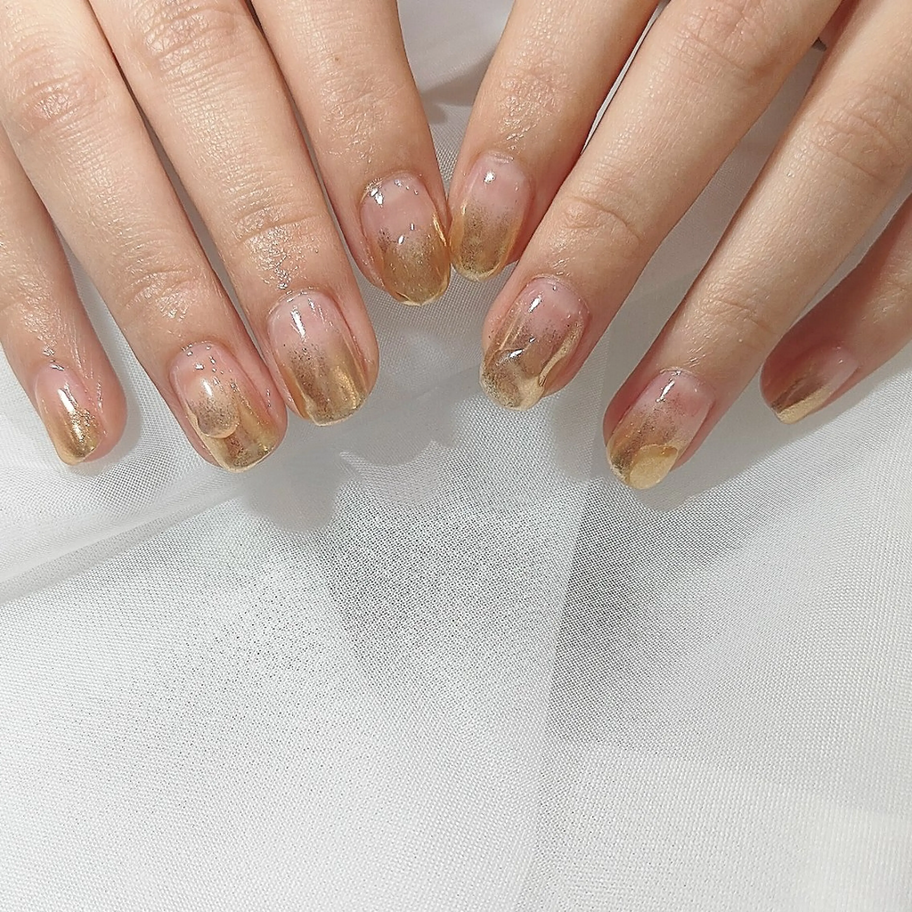 ネイル クリアネイル ミラーネイル ハンドネイル ネフレル　ネイルサロン所属・nefureru nailsalonのネイルデザイン