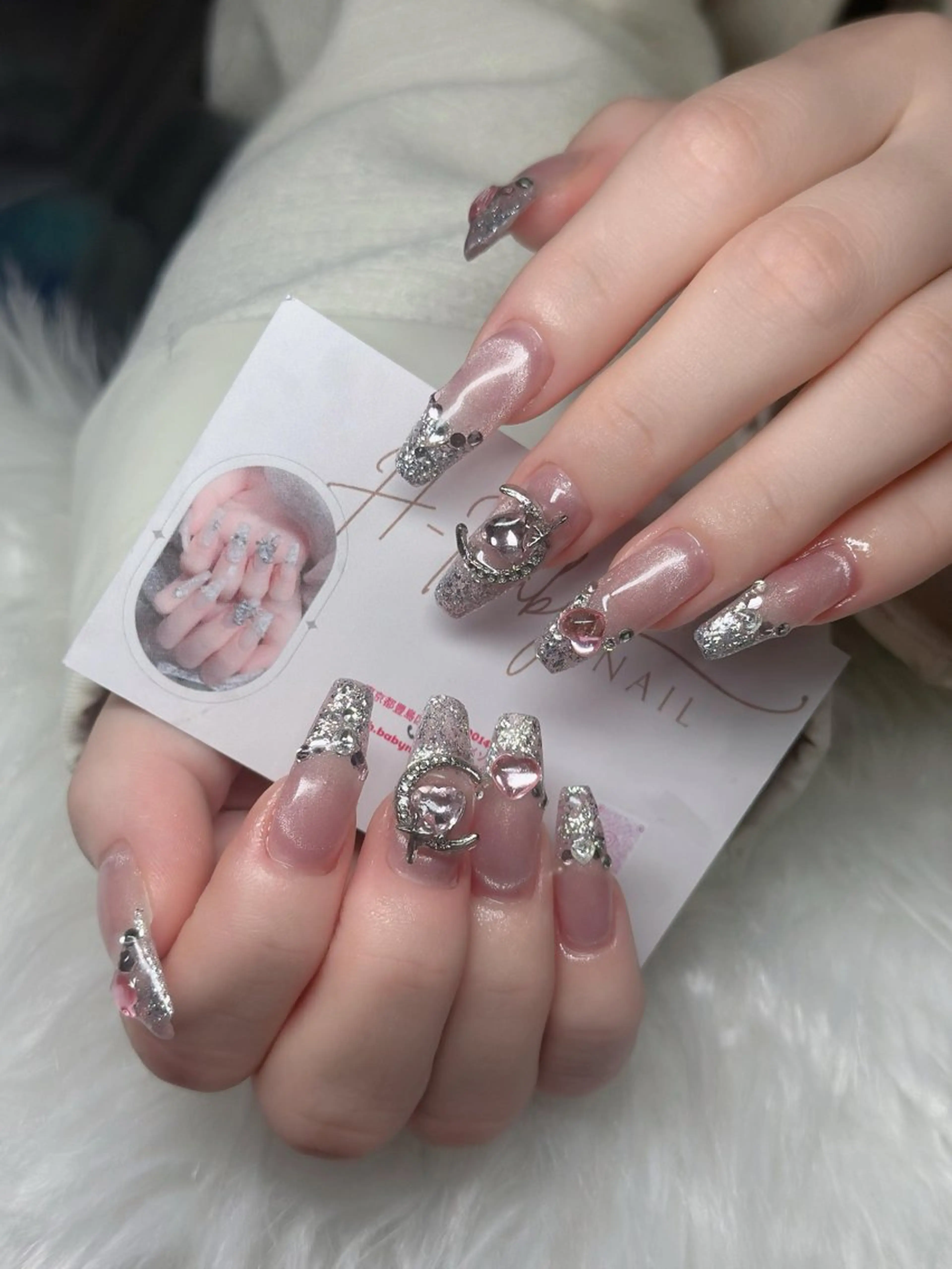 ネイル フレンチネイル ジェルネイル ガラスフレンチ ハロウィン ハート H.baby Nail Salonのネイルデザイン