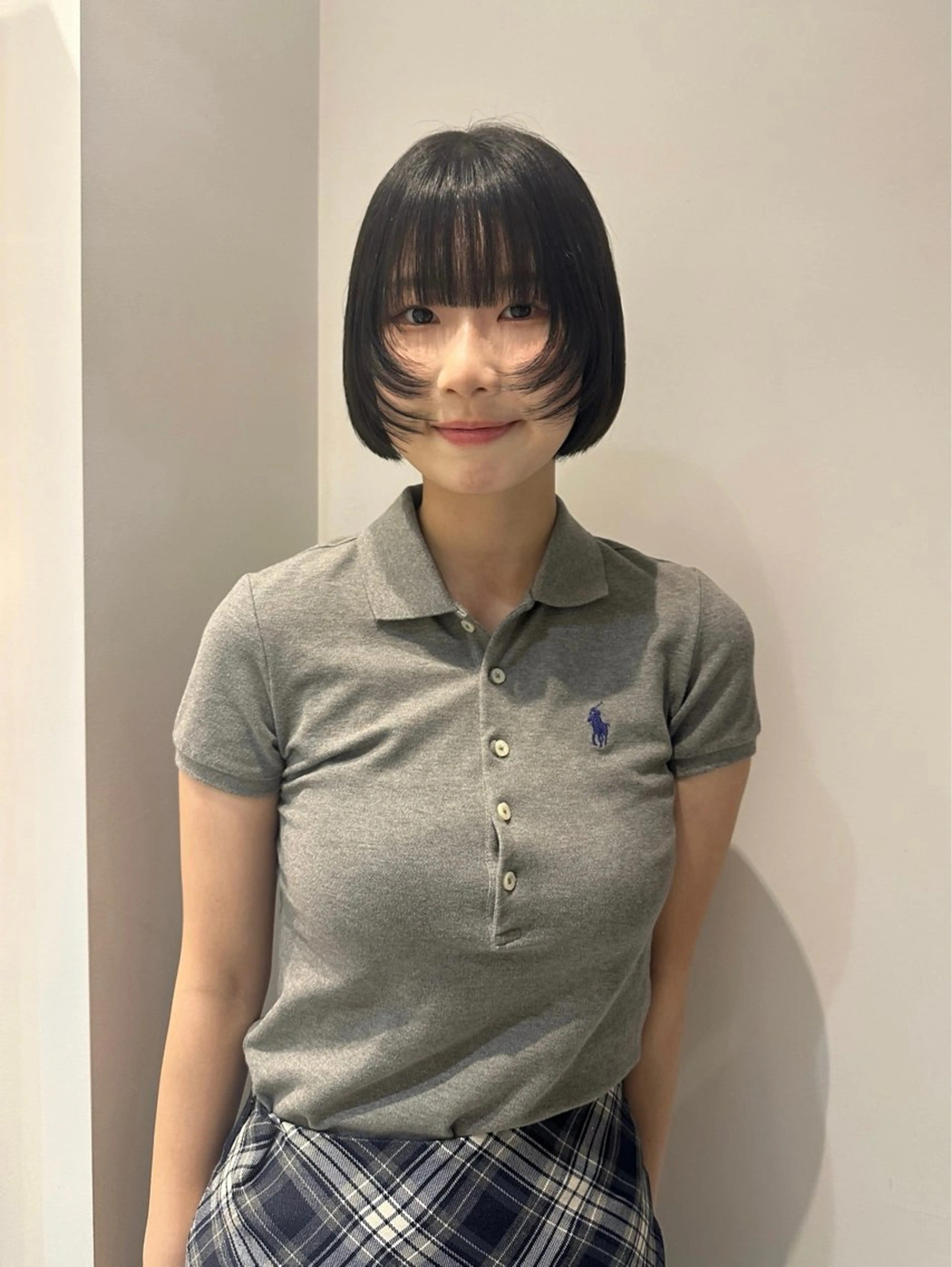 ミディアム カラー ボブレイヤー ボブ 顔まわりレイヤー 顔周りカット レイヤーカット 松本 雪愛のヘアスタイル