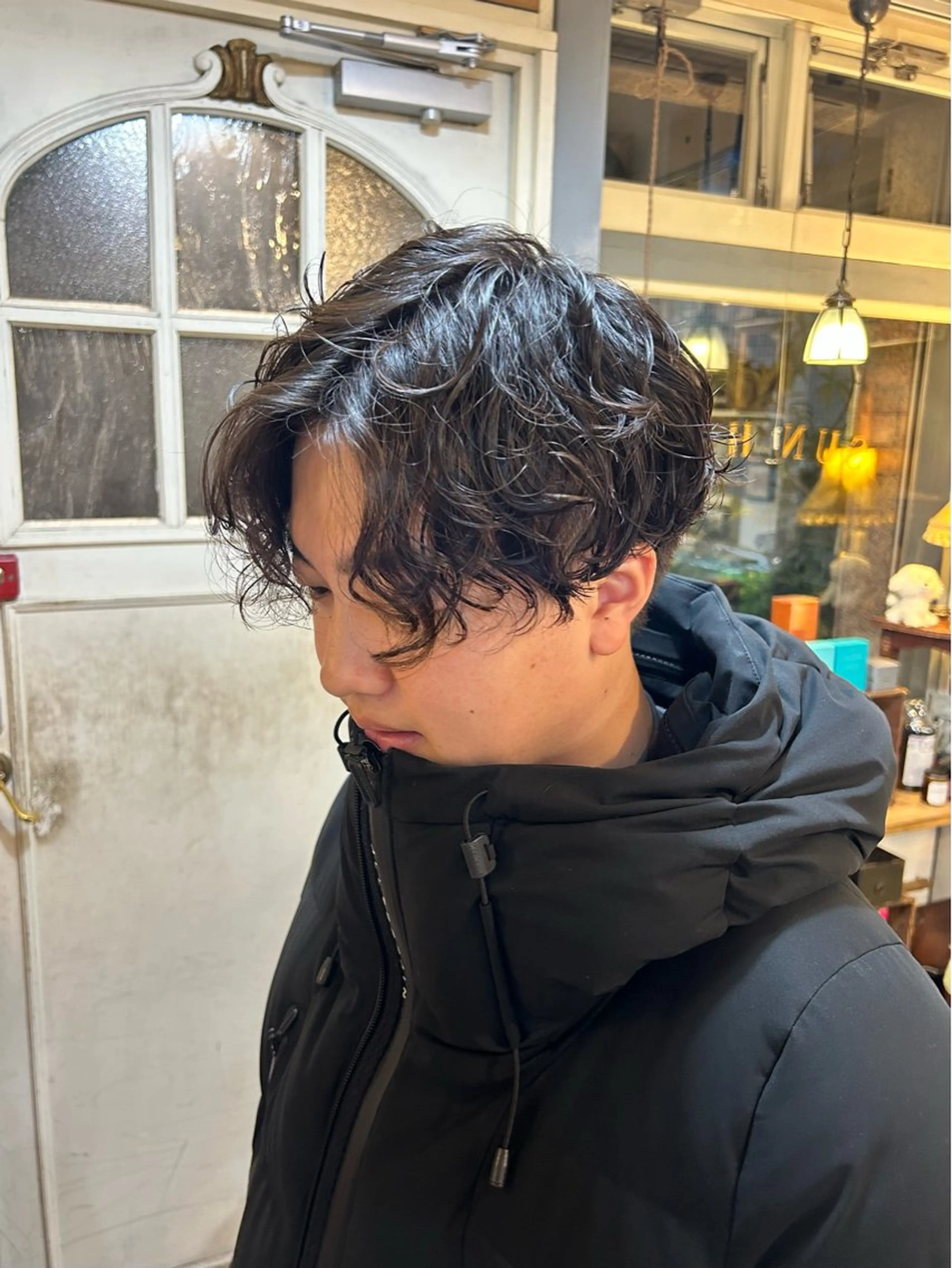 ショート パーマ メンズ カット パーマ 清水千優/パーマ/透 明感カラー/メンズのヘアスタイル