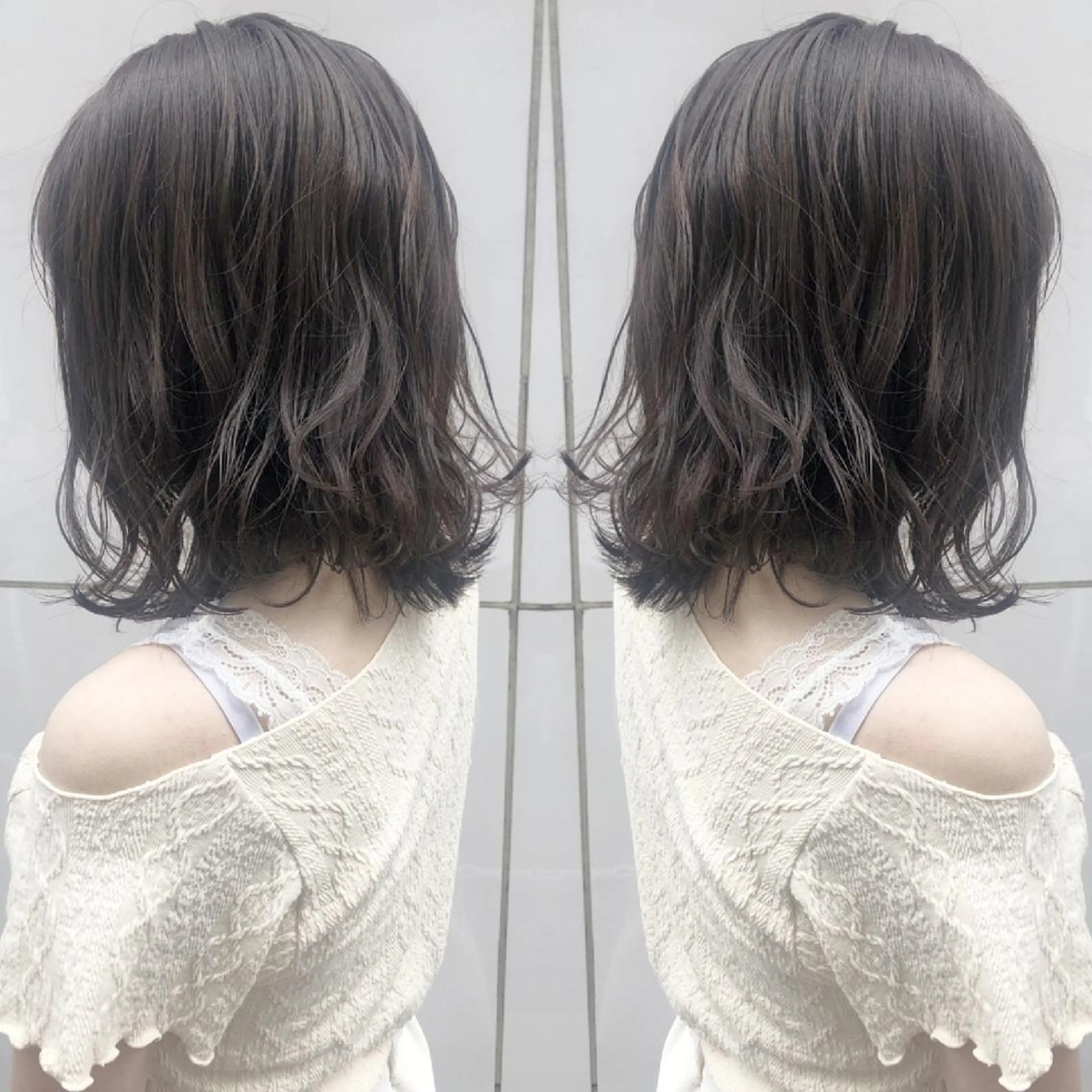 ミディアム カラー ヘアアレンジ グレージュ カット ヘアカラー トリートメント 竹内啓太 ボブのヘアスタイル