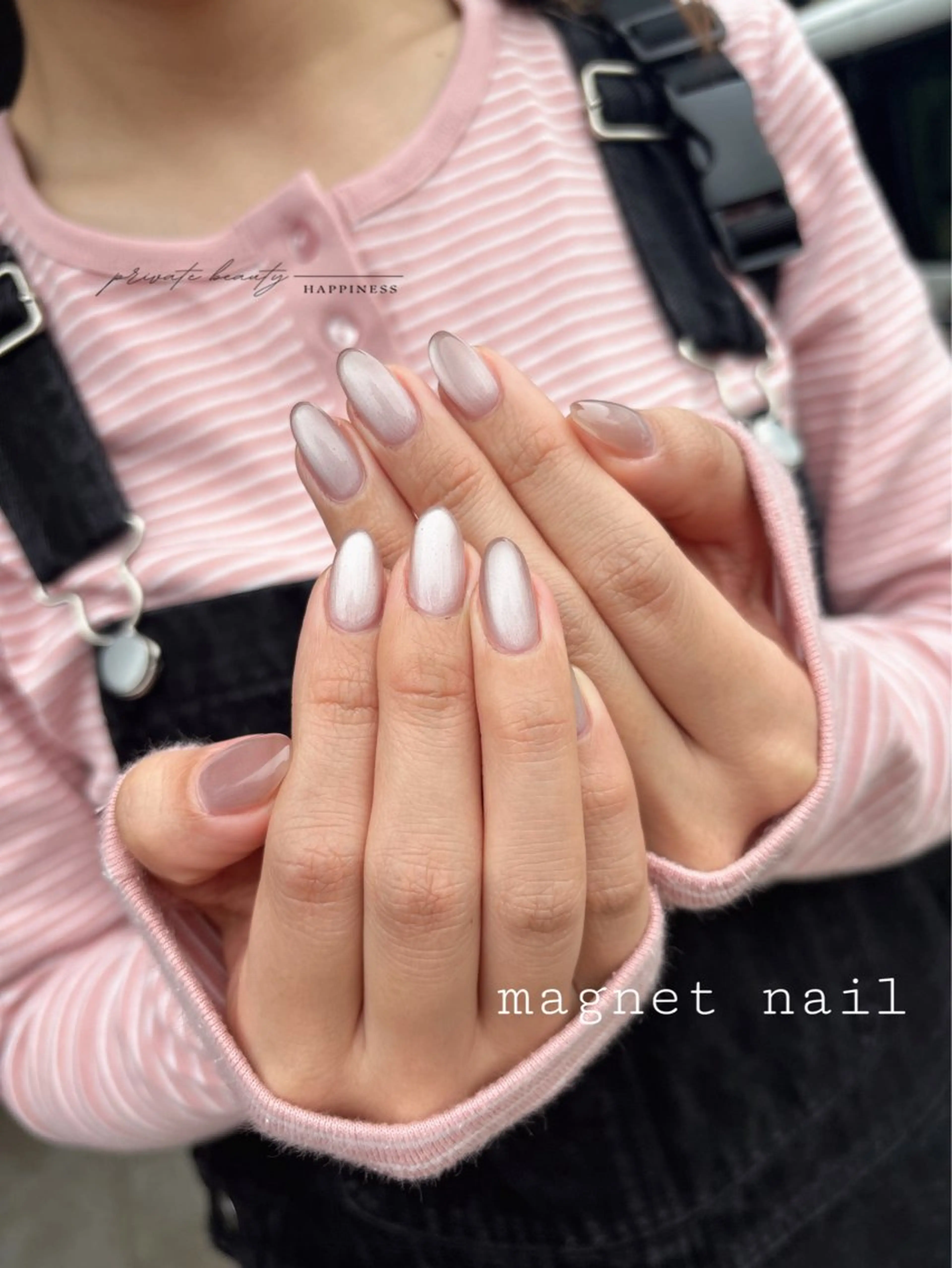 ネイル マグネットネイル ピンク 春ネイル ハンドネイル happiness nailのネイルデザイン