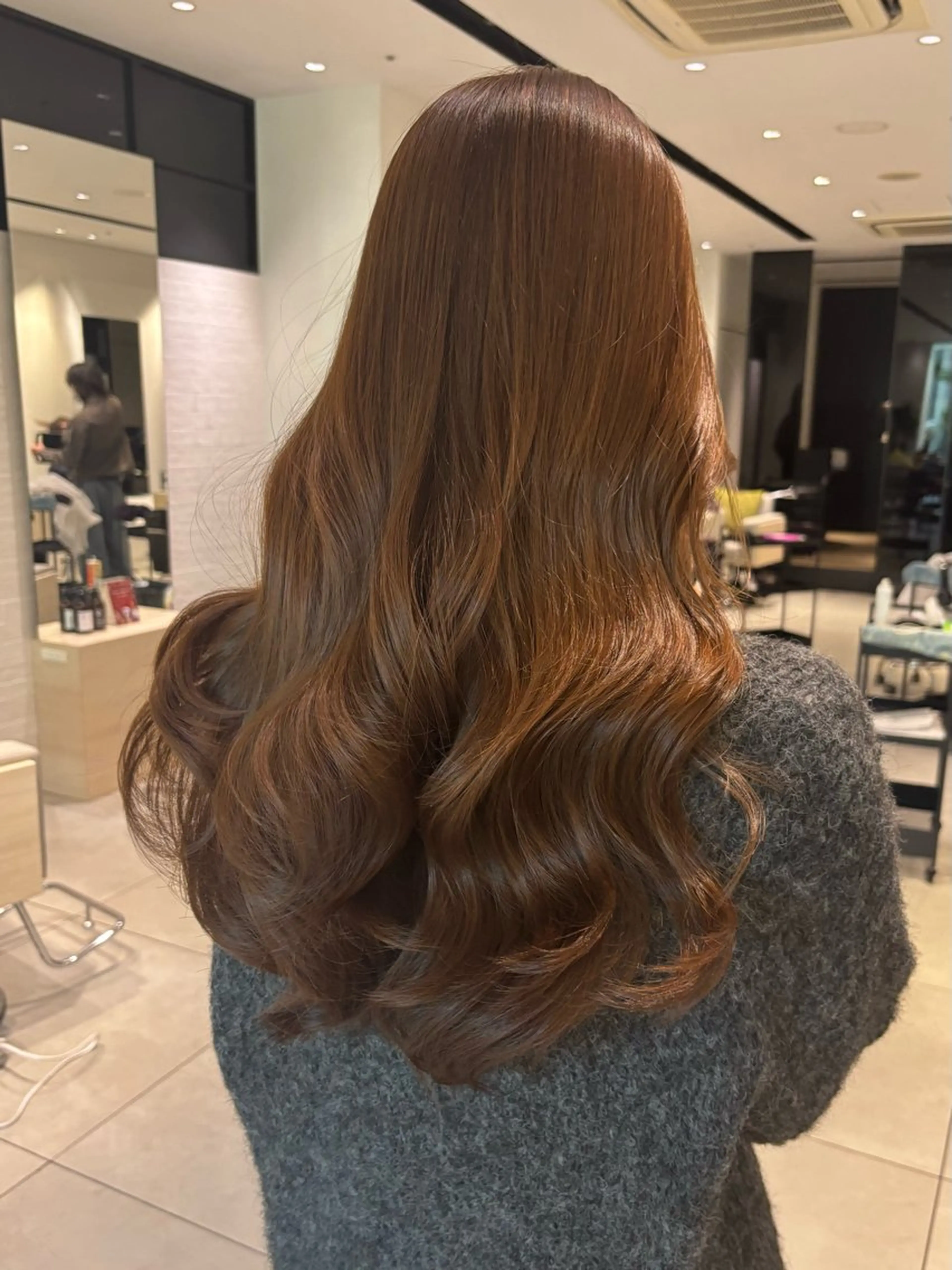 ロング カラー ブリーチ ブラウンカラー ブリーチなしカラー レイヤーカット ヘアカラー トリートメント 銀座/髪質改善/韓国 カラー🍓原田侑依のヘアスタイル