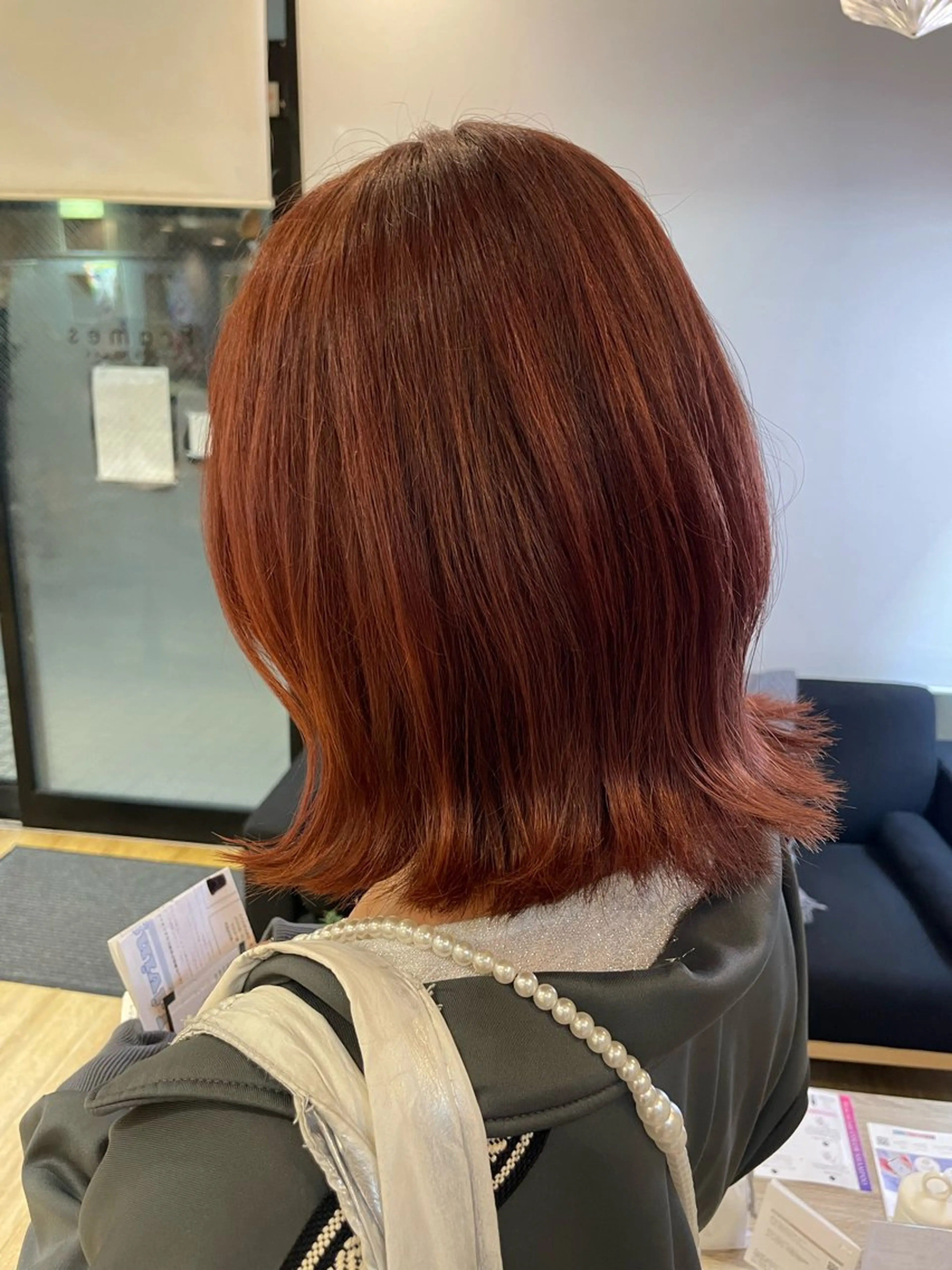 ミディアム 切りっぱなしボブ ピンクブラウン ボブ ボブカット 佐々木 祐太のヘアスタイル