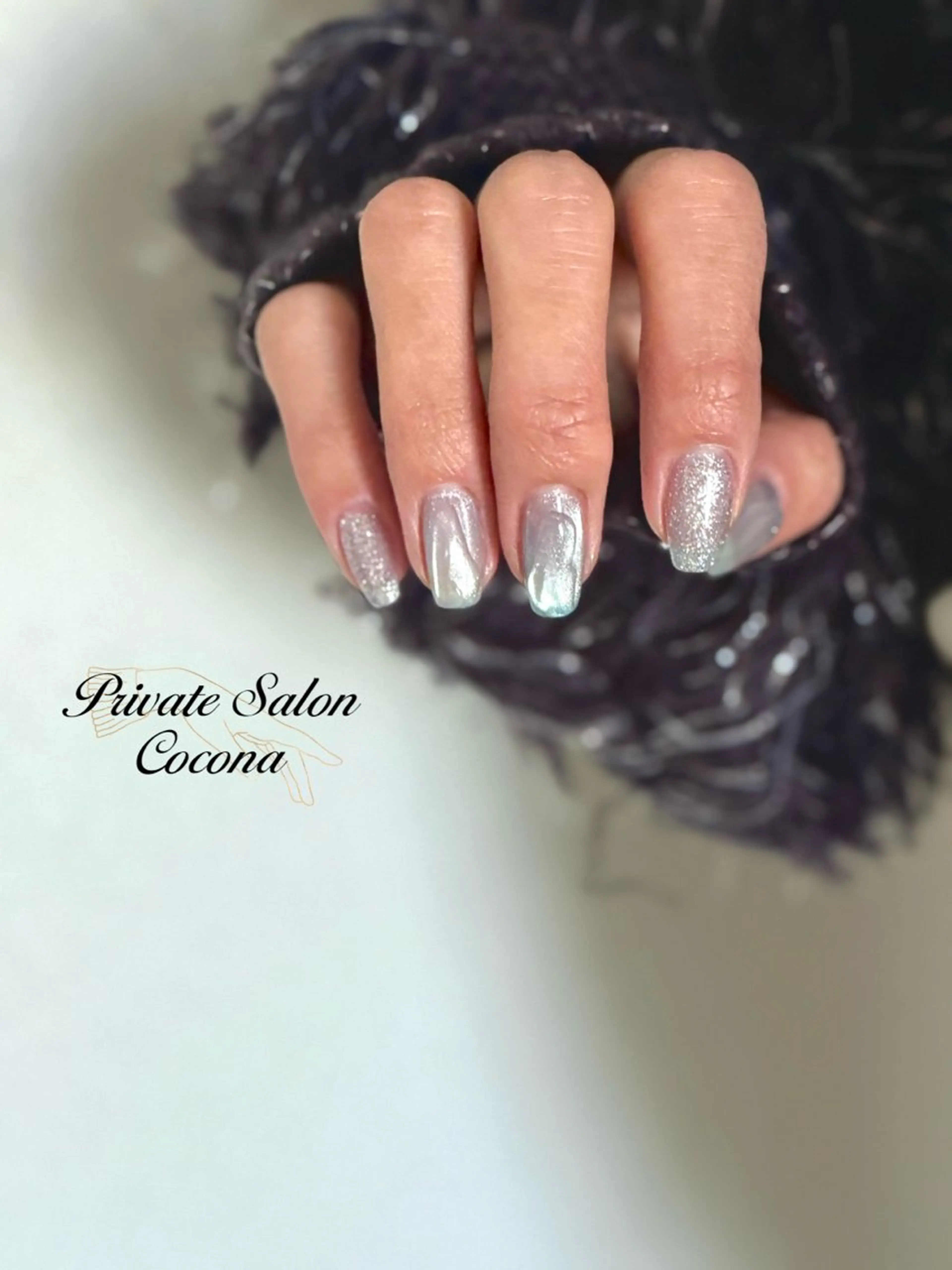 ネイル フラッシュネイル マグネットネイル マグネットワンカラー ワンカラーネイル ハンドネイル プライベートサロン nailcoconaのネイルデザイン