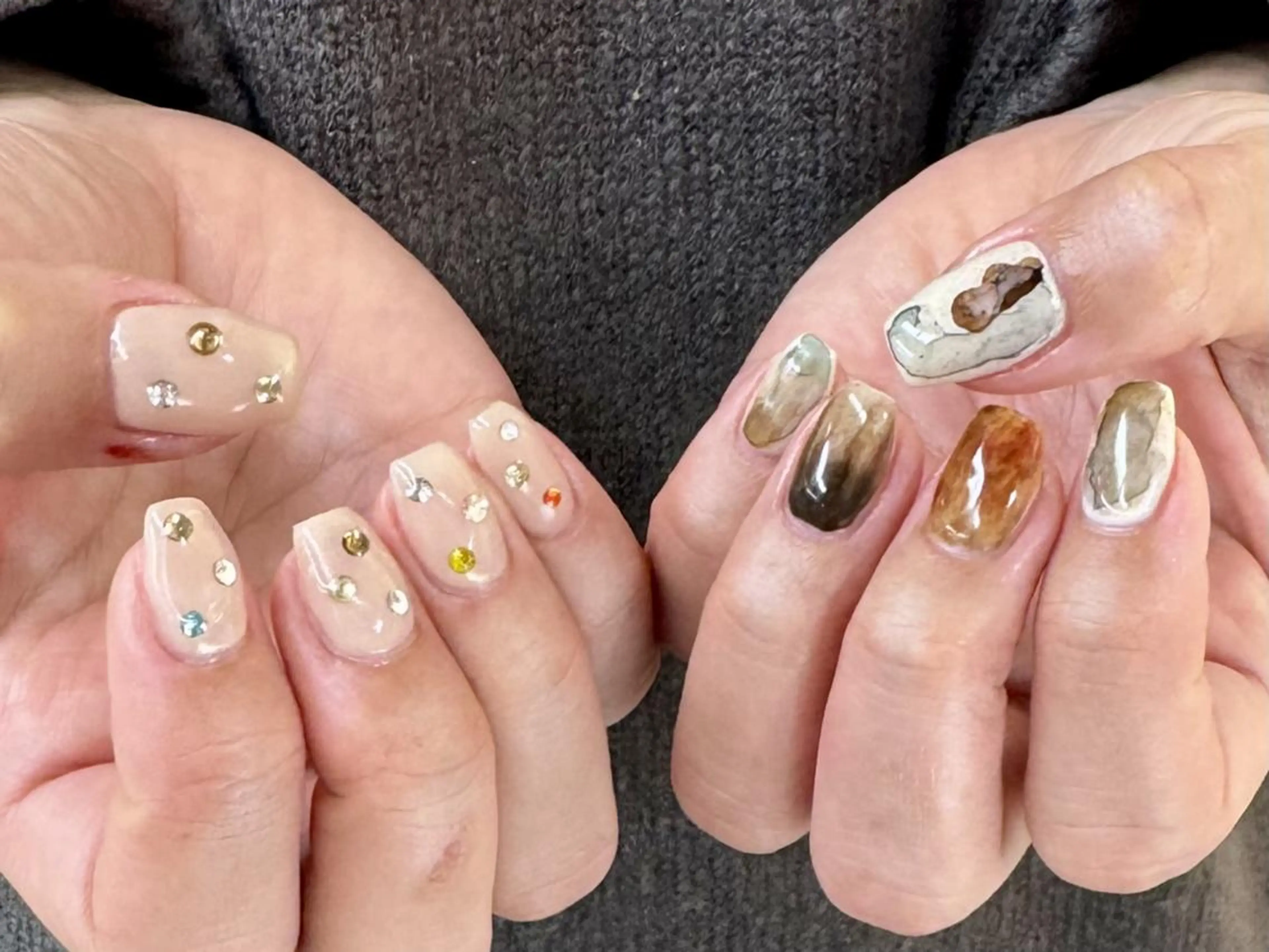 ネイル ジェルネイル 韓国ネイル ニュアンスネイル ワンホンネイル nailstudio eviz新宿店のネイルデザイン