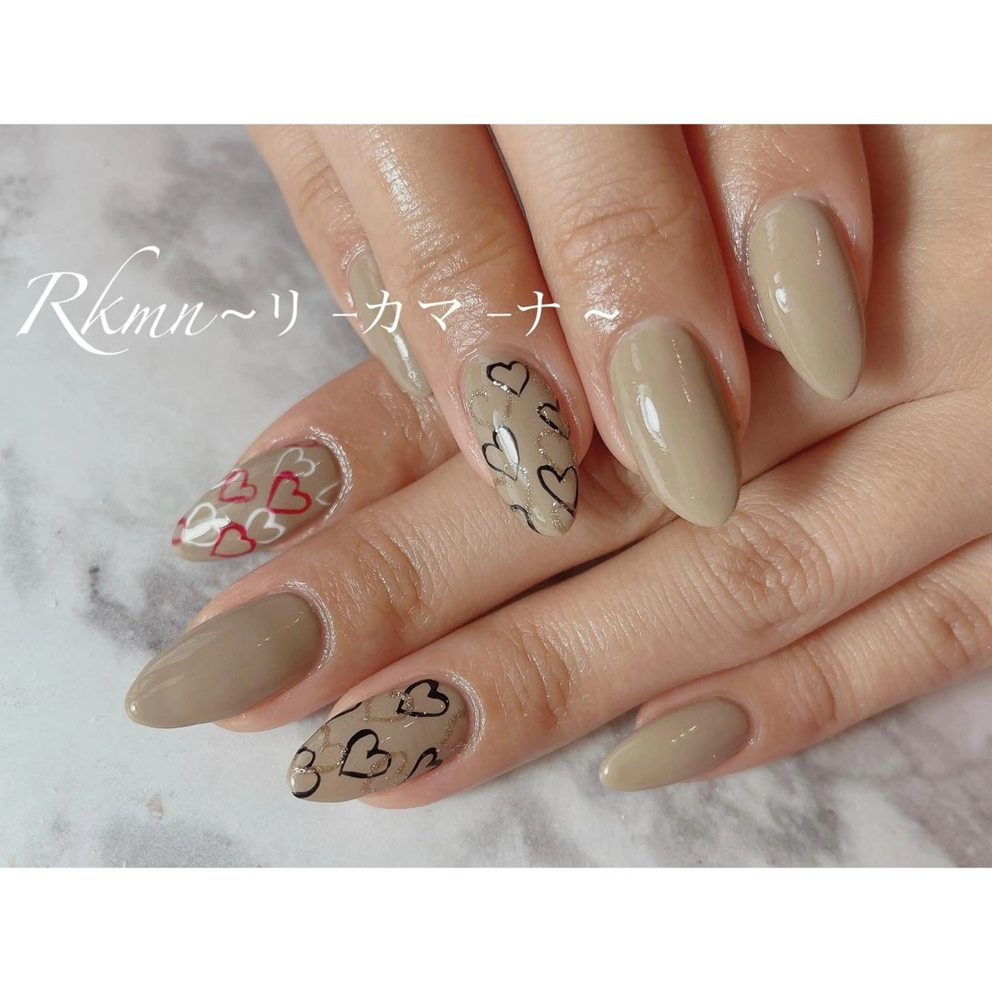 ネイル アートネイル ハート 春ネイル ハンドネイル フットネイル ハンドケア Rkmn ~リ-カマ-ナ~のネイルデザイン