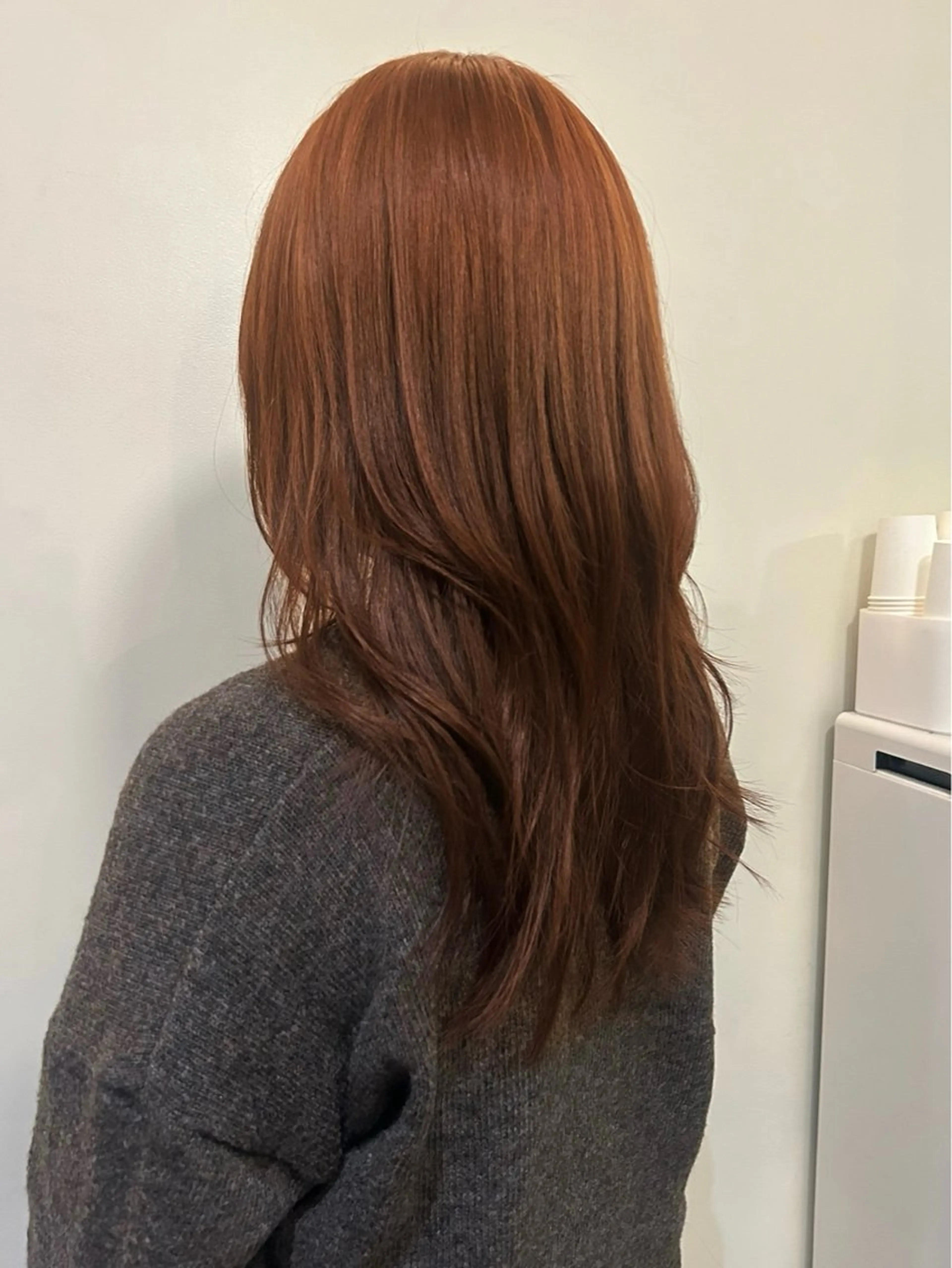 ロング カラー オレンジ レイヤーカット ヘアカラー 韓国ヘア/ボブ/レ イヤー/ EMIRIのヘアスタイル