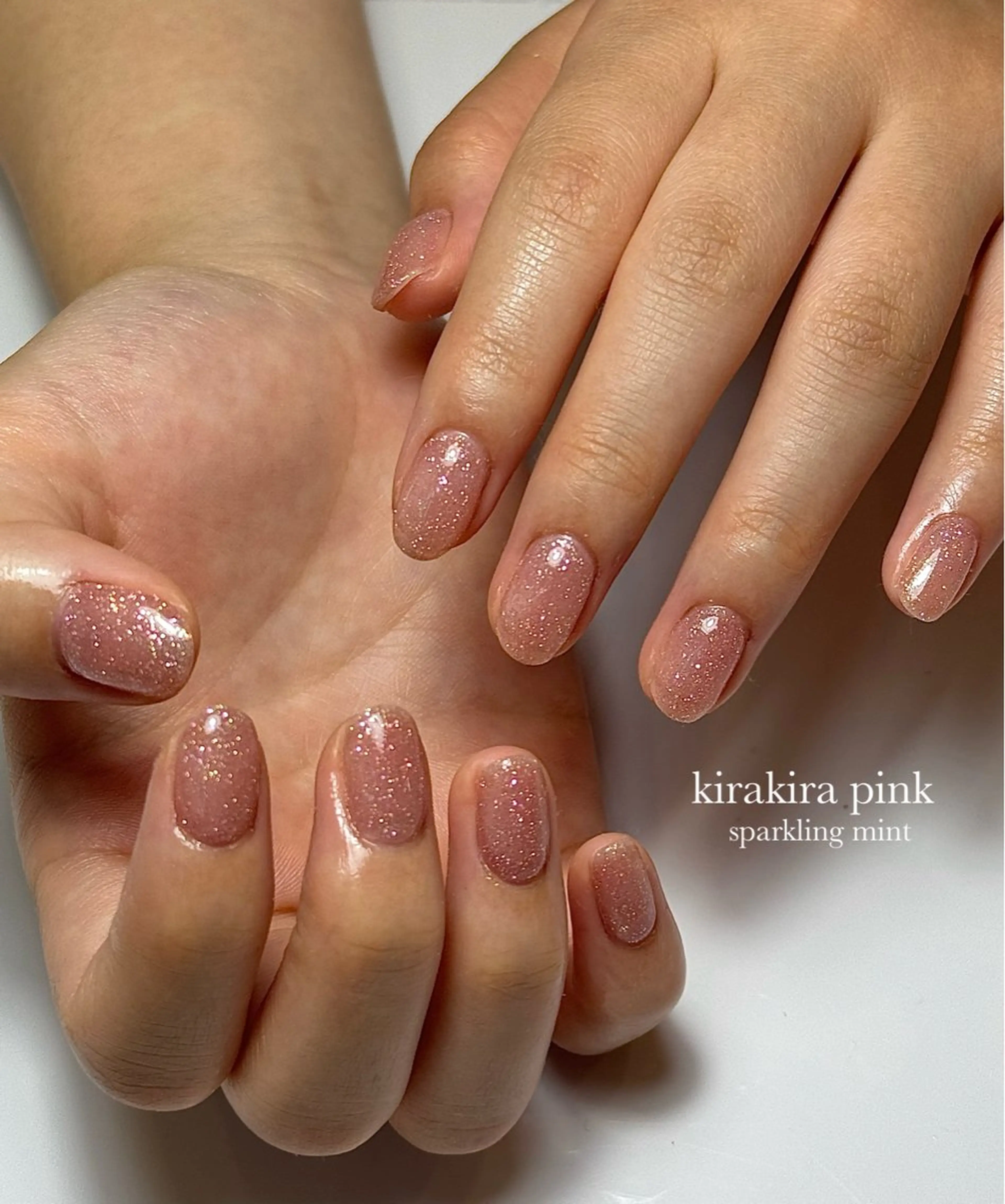 ネイル 氷ネイル・うるうるネイル キラキラネイル ピンク sparkling mint【スパークリングミント】所属・natsuki 🎀💎モデル様募集のネイルデザイン