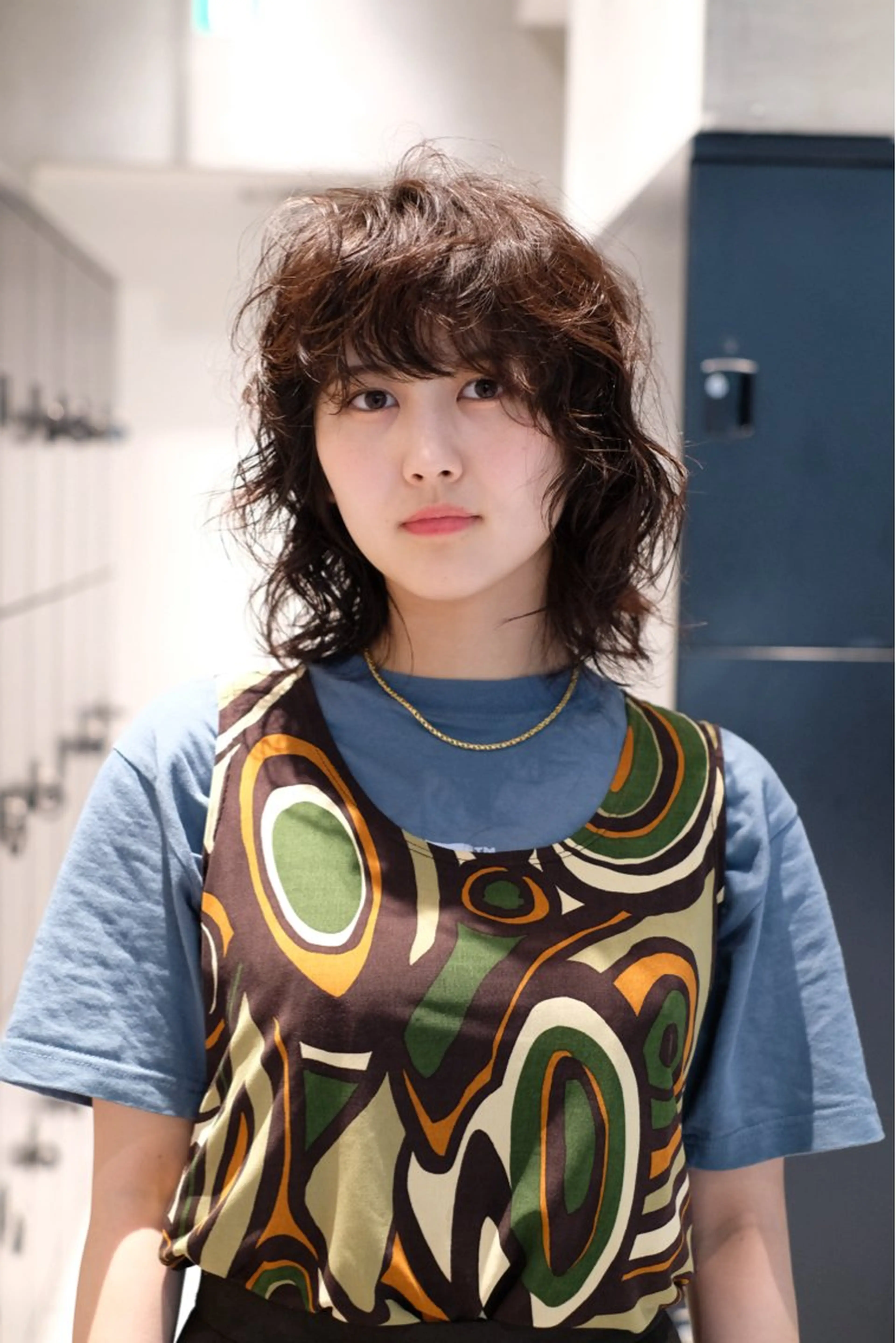 ミディアム パーマ 瓜谷 亮磨のヘアスタイル