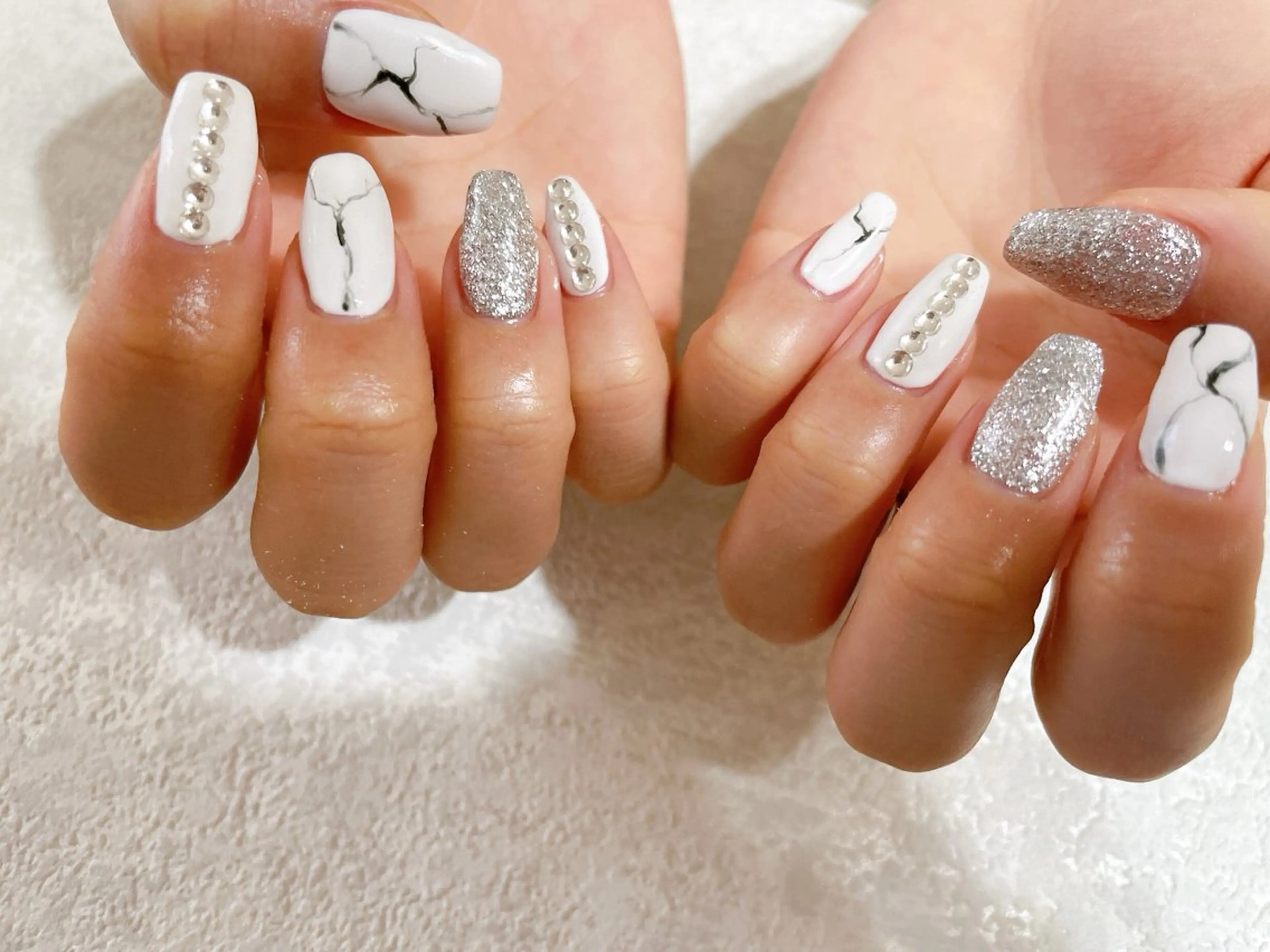 ネイル ジェルネイル 大理石ネイル(マーブル) メンズネイル パラジェル 春ネイル kikinail 溝の口のネイルデザイン